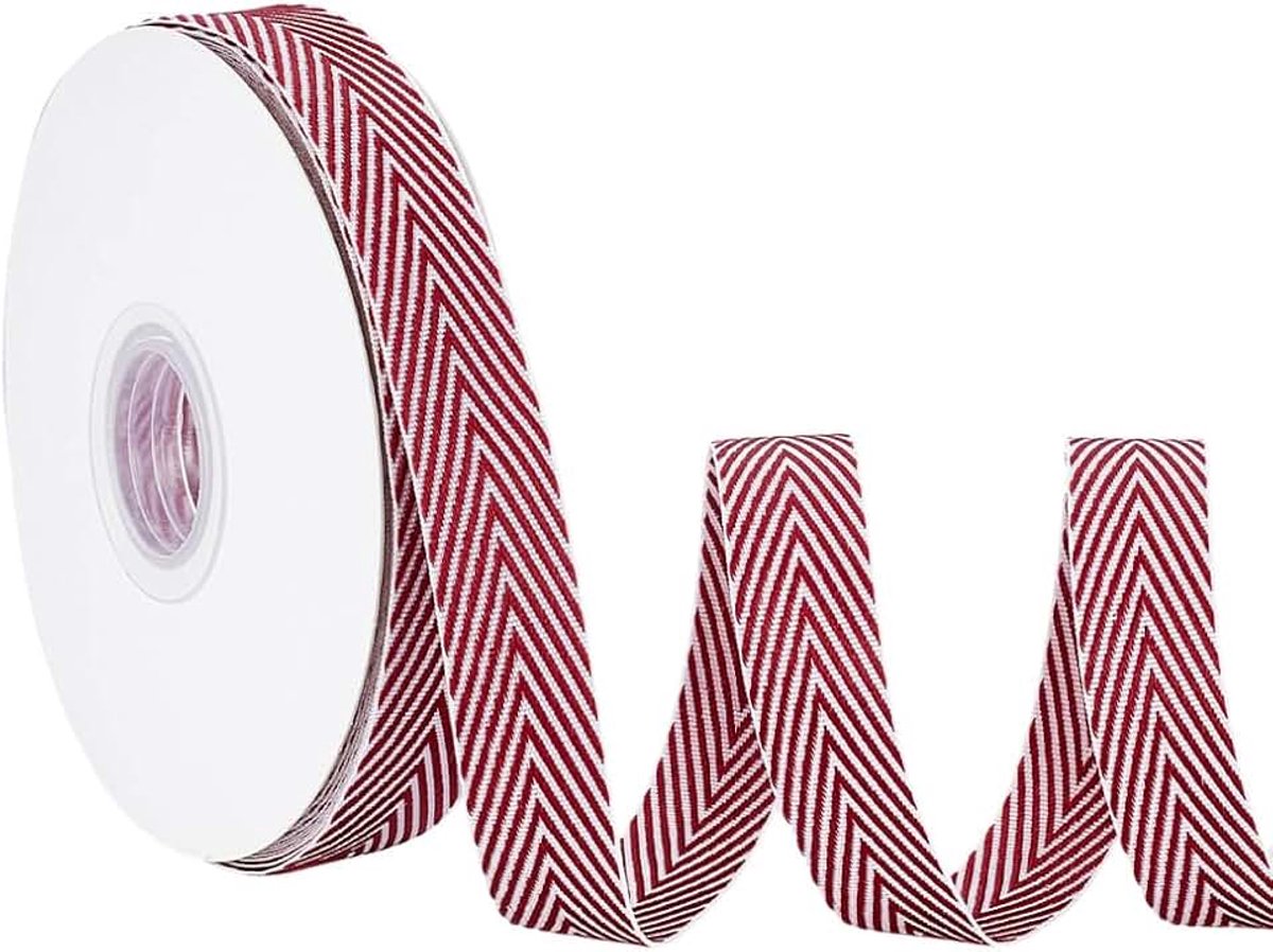 20 Yards Craft Gestreept Lint 0,6 Inch Breed Polycotton Lint Rood Wit Gestreept Katoen Webbing Twill Tape Visgraat Tape voor Rugzakken Handtas Kledingstuk Riem Hoeden Home Decor