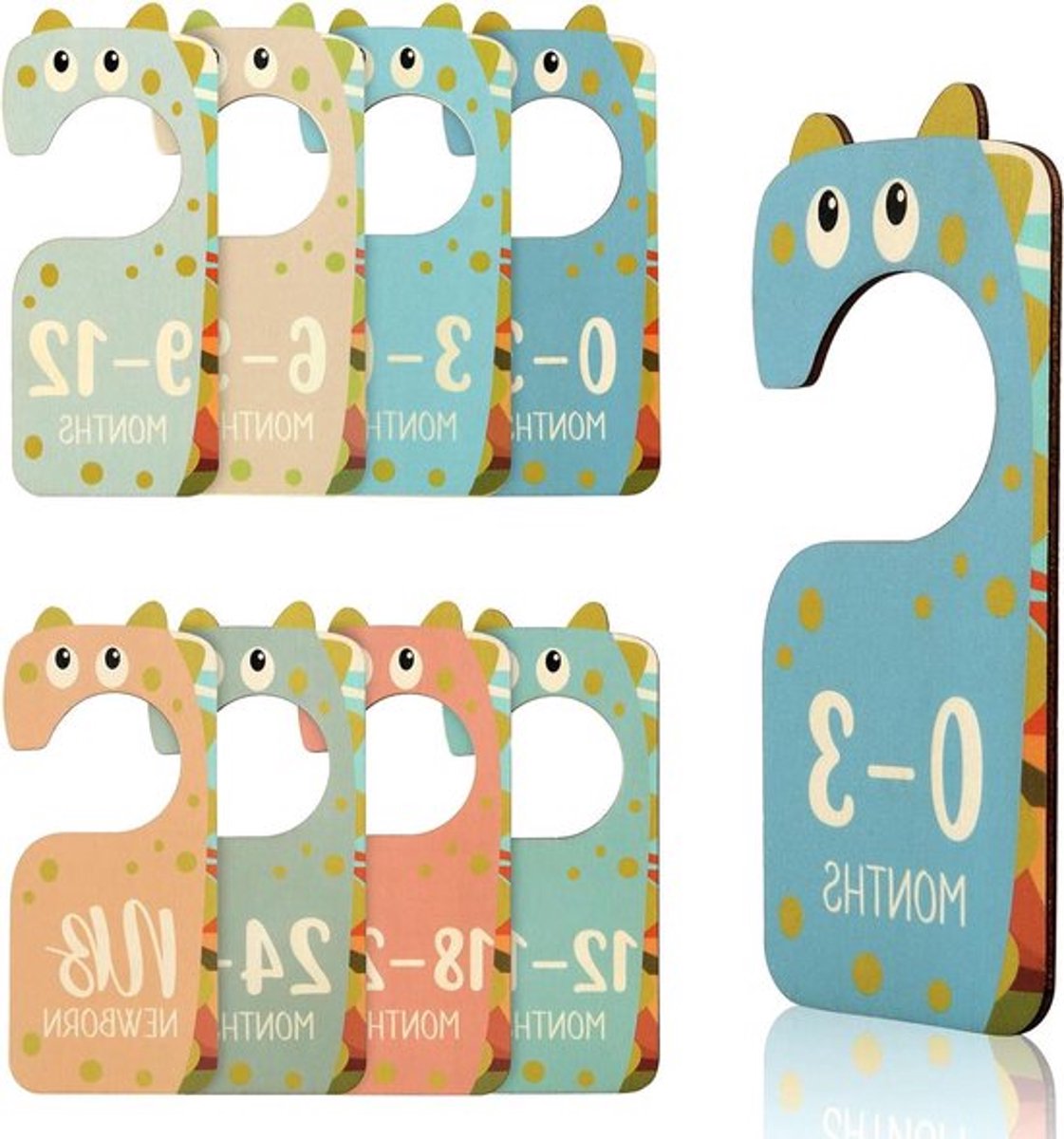 Houten Babykastverdelers voor Kledingorganizer - Babykastverdeler met Kledingmaatclassificatie - Kinderkamerdecoratie - Cadeau voor Ouders