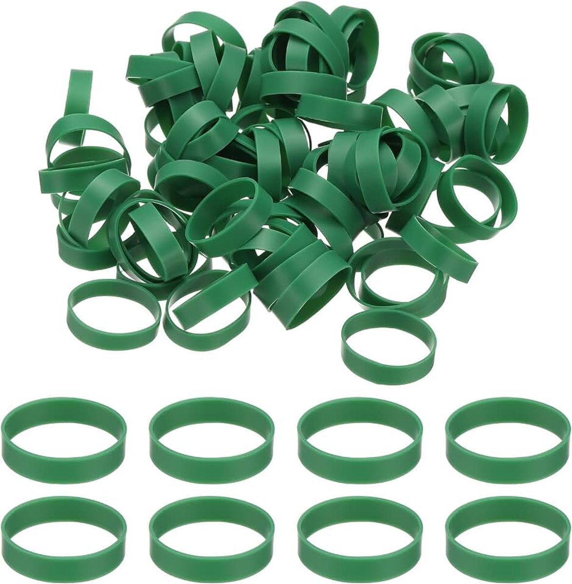 250 stuks siliconen kabelbinders, 17 mm zware kleine sterke elastiekjes, siliconen elastiekjes voor koordbeheer thuiskantoor organisatie, donkergroen (27 x 5 x 0,6 mm)