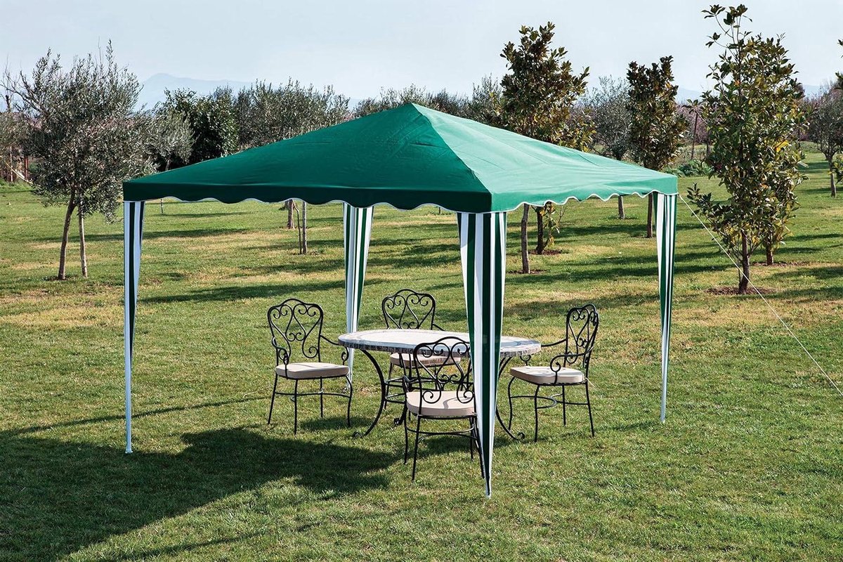 Tuinpaviljoen Staal - Feesttent Overkapping - Buiten Feesten - Scheurbestendig Polyester - 3 x 3 Meter - Groen