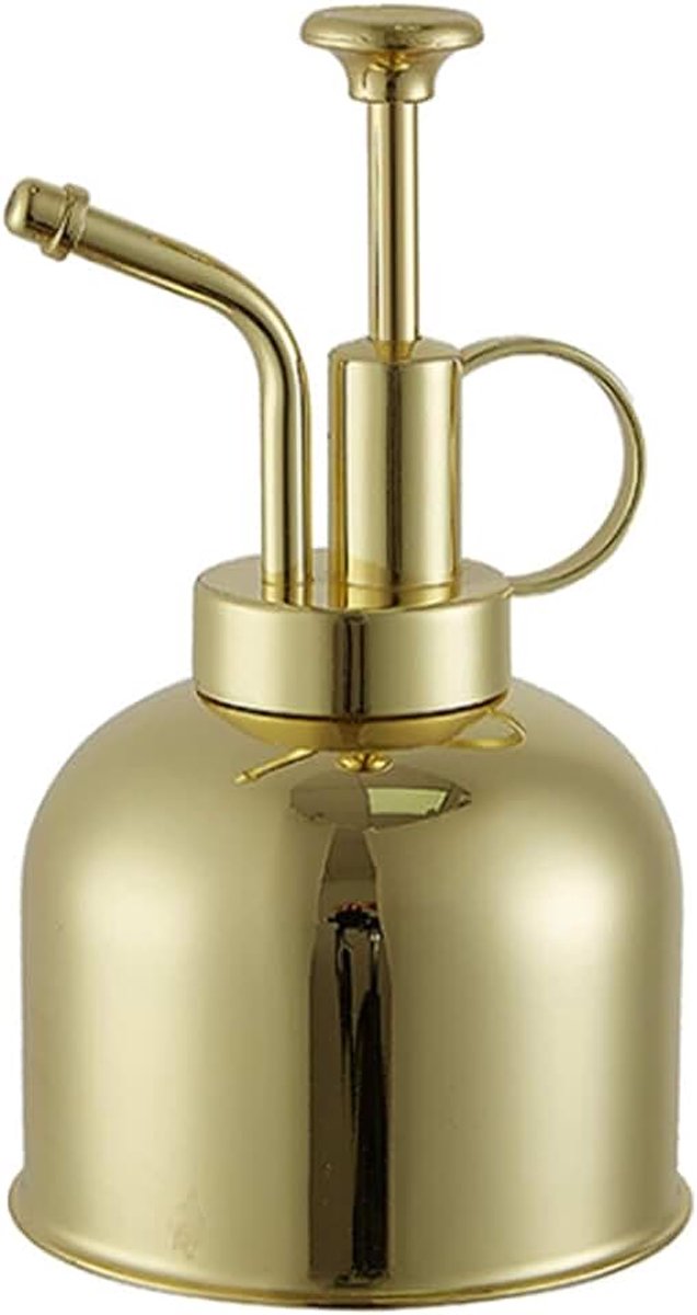 Mini roestvrijstalen gieter,met toppomp,voor kamerplanten tuin,300 ml gieter voor huisdecoratie (Color : Gold, Size : 300ML)
