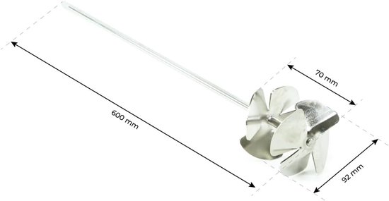 Roerpropeller honingmixer - Honingroerder roestvrij - Honing roeren - Rechtsdraaiende veer - 61 cm - Zilver — afbeelding 5