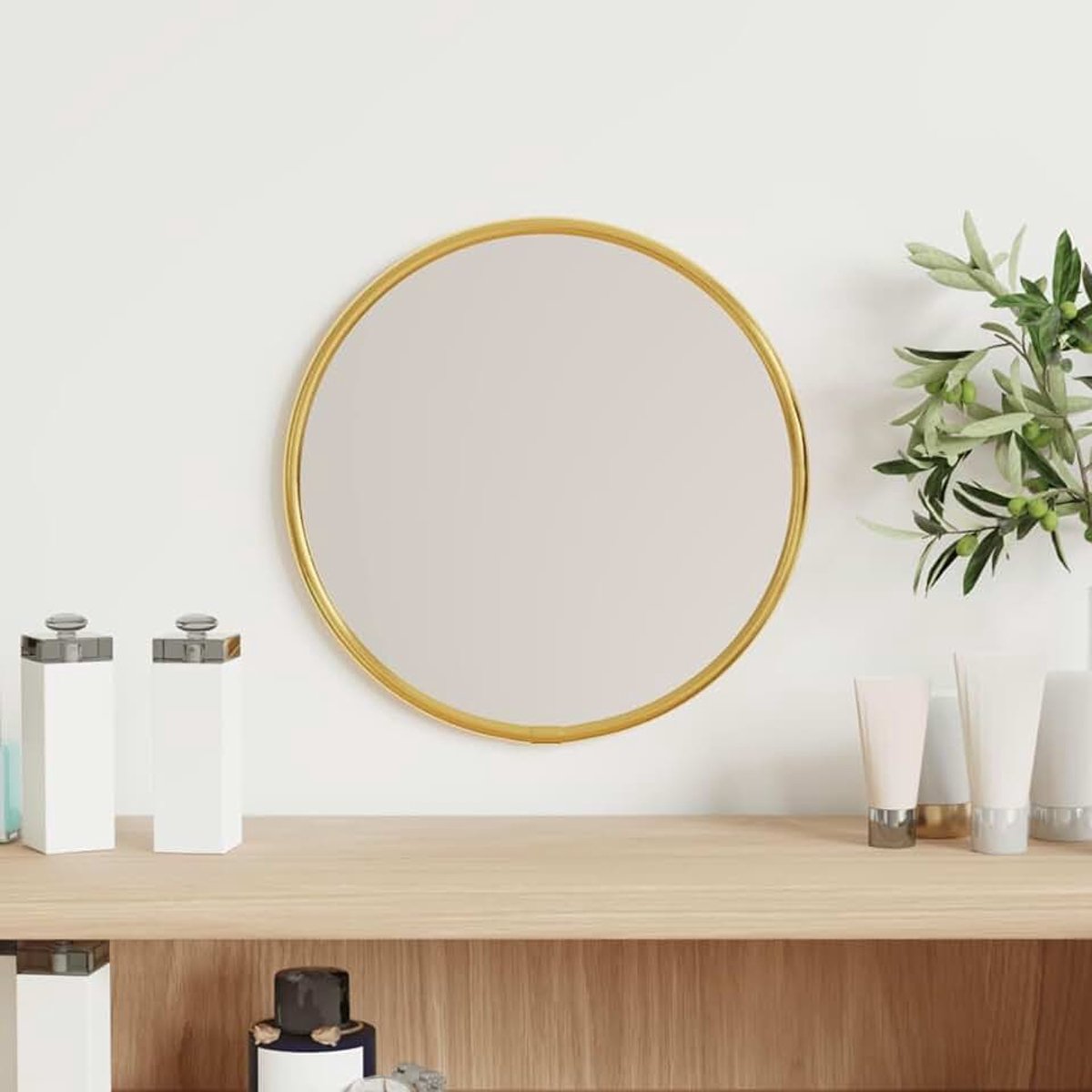 Wandspiegel spiegel ronde badkamerspiegel decoratieve wandspiegel gangspiegel badkamerspiegel muur voor woonkamer slaapkamer badkamer hal goud Ø 20 cm rond