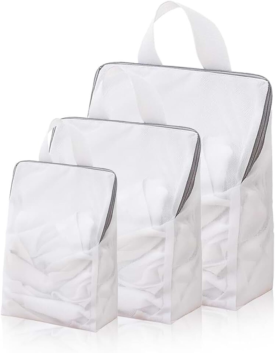 3 stuks wasnet voor wasmachine, waszak, wasnet met robuuste ritssluiting, ter bescherming van gevoelige kledingstukken, ondergoed, sokken en beha's, waszakken