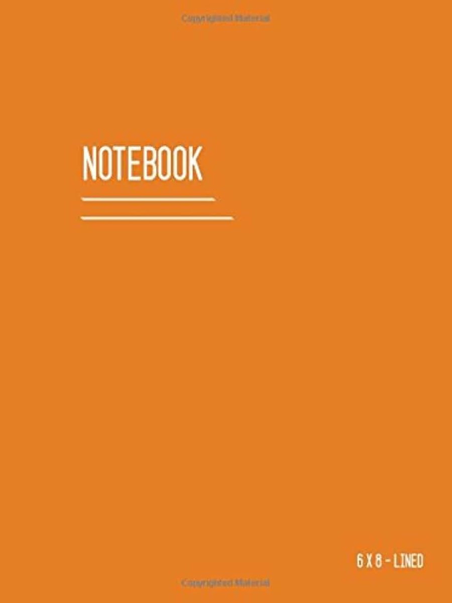 Notebook 6x8: Orange, Journal Notebook with Date, Smart Design, Ruled, Medium, Soft Cover, Numbered Pages