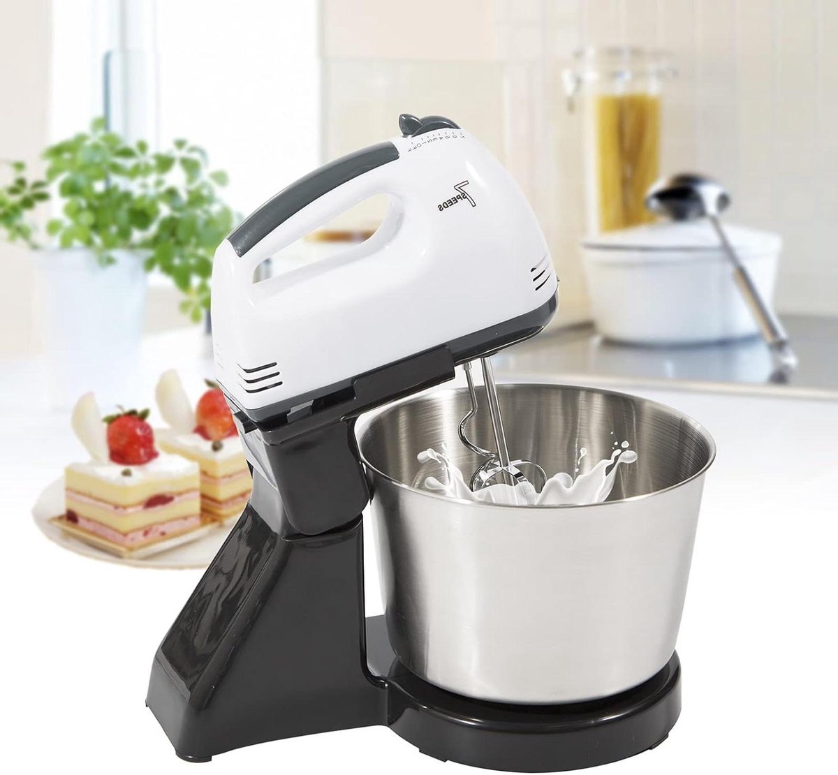 Keukenmachine - Deegklopper mixer - Bakken en koken - 7 snelheden instelbaar - 1.7 liter kom - Zwart