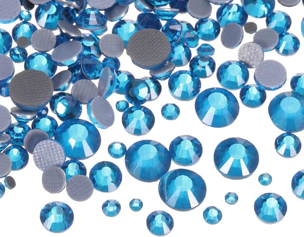 Hotfix, 1036 stuks, kristallen glazen stenen met platte achterkant, met doorzichtige opbergtas, nageldesign, set voor knutselen, kleding, doe-het-zelf, decoratie, 5 maten, SS6-SS30, set