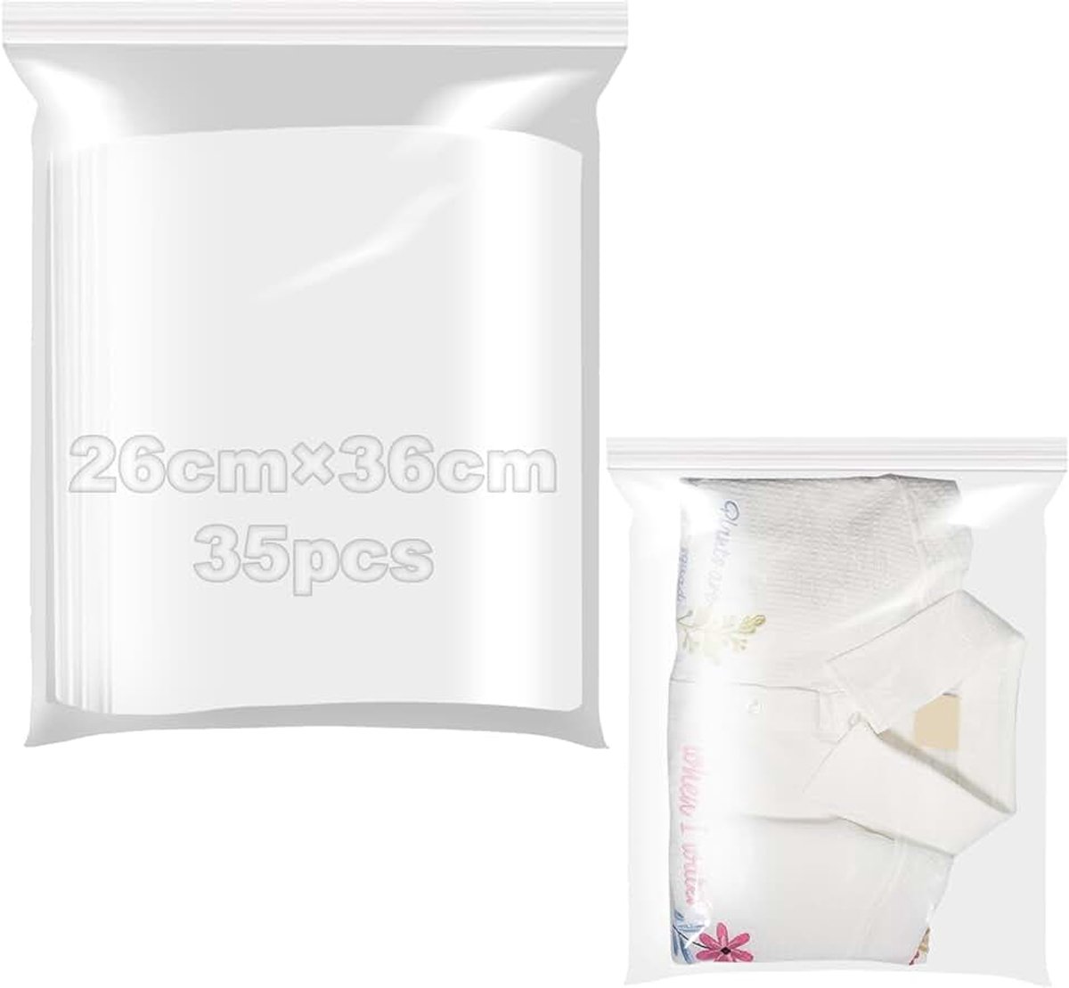 Zakjes 26x36 cm plastic zakjes Verzegelde zakjes met druksluiting 35 stuks Zakken met ritssluiting Transparante ritszakken Perfect voor keukenopslag, kleding, sieraden en kantoor