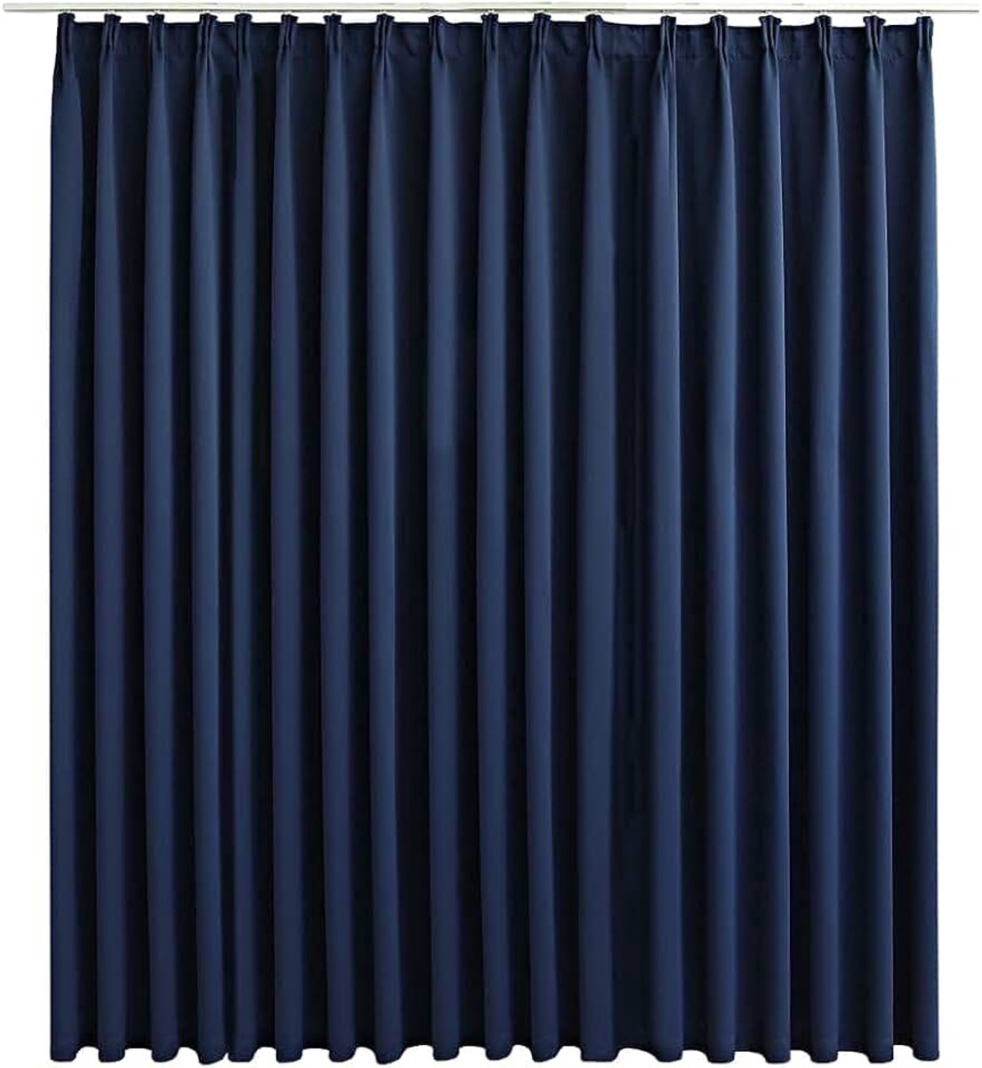 Verduisteringsgordijn met haken Verduisteringsgordijn Plooiband Thermo Gordijn Ondoorzichtig Gordijnen Blauw 290 x 245 cm
