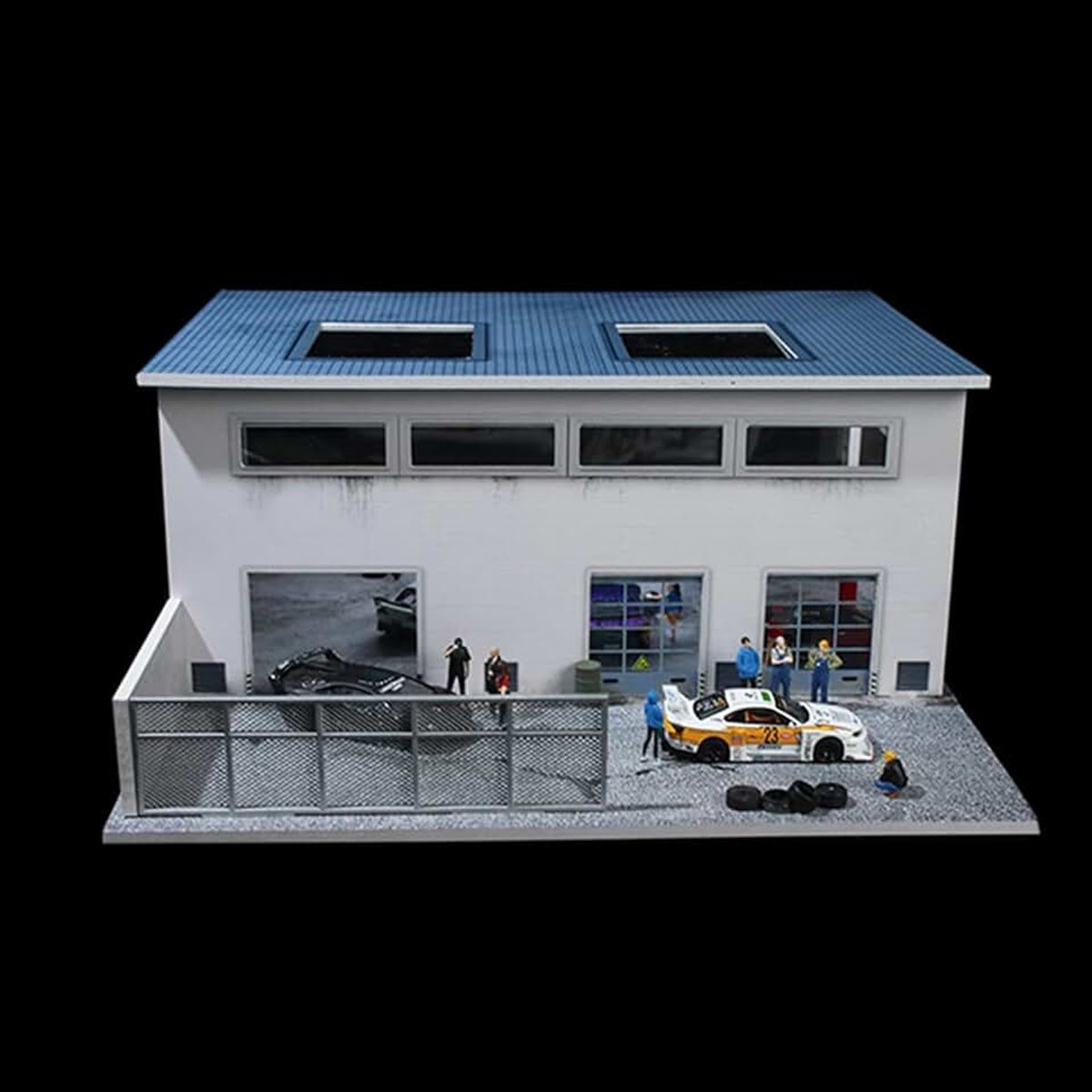 1/64 Schaal LED Garage Diorama Display Case voor Gegoten Modelauto's, Verlichte Showcase Compatibel met Hot Wheels, Matchbox & Mini GT Collectibles