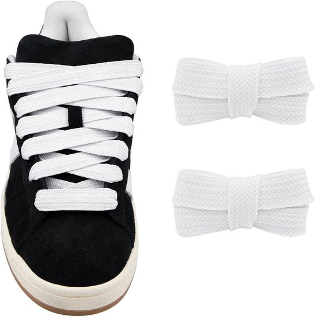 Veters - Vervangende Veters - Wit - Platte Veters - 140cm - Geschikt voor Sneakers - Campus Sneakers - Groot Model Wit