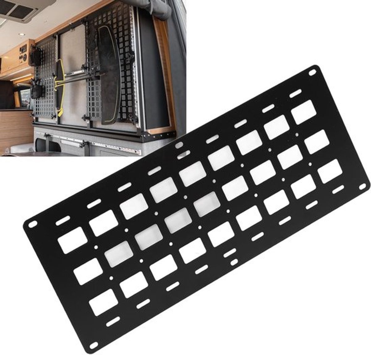 Multifunctioneel Molle Paneel voor Pick-up Bed - Organiseer en Bewaar met L-rail, 81 x 34 x 3 cm, Ideaal voor Gereedschap en Accessoires