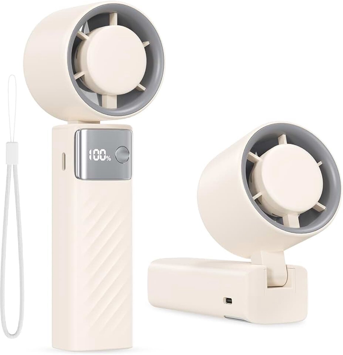 – Kleine Draagbare Mini Handventilator 1-199 Snelheden, 4000 mAh USB Oplaadbare Ventilator, 115° Kantelbaar, LED Display, Geschikt voor Kantoor, Outdoor, Reizen