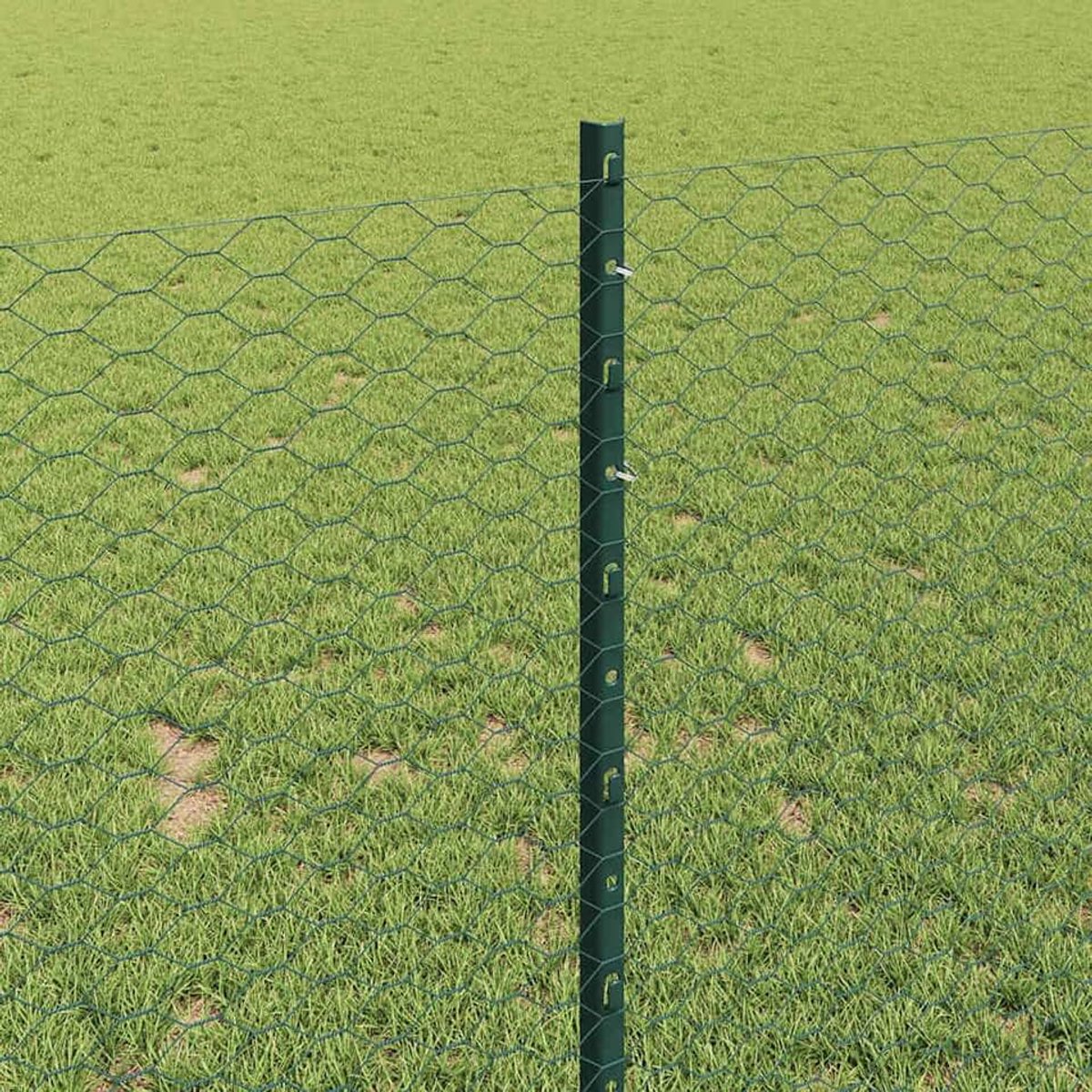 Palen 11 STK U-profiel groen 100 cm staal, zeshoekige omheining groen 1x100 m staal hek huishek Model3336789