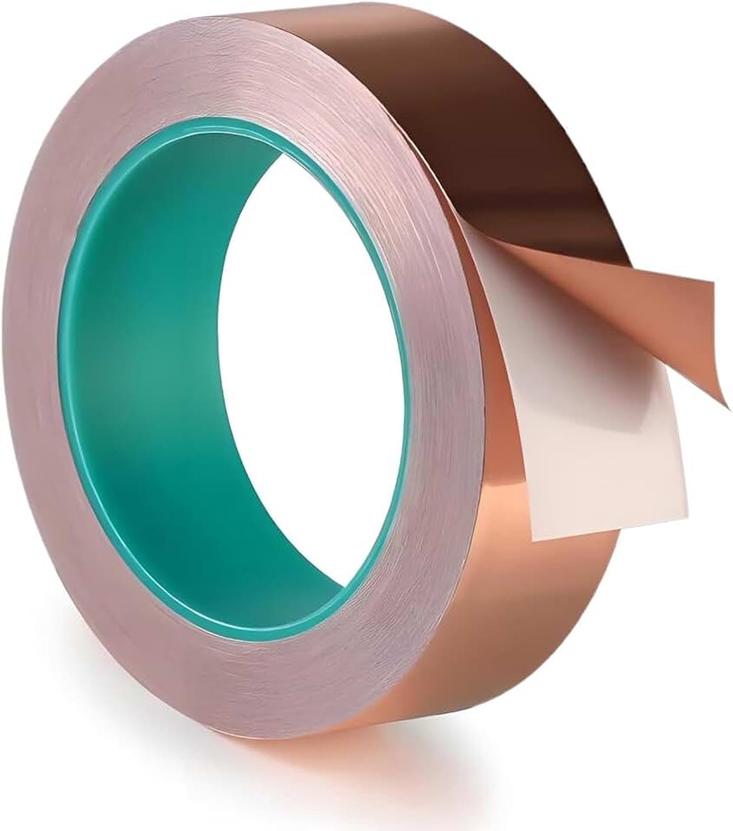 Noppenfolie voor verhoogde bloembedden, zelfklevende afschermingstape koperband tegen slakken, kraag, slakkenbescherming, koperplaat, slakkenkorrel, koper, tape (50 mm x 12 m)