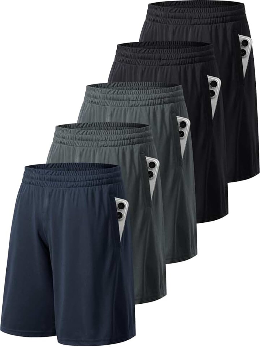 Shorts voor heren,atletische shorts met zakken en elastische tailleband, sportbroek voor heren, sneldrogende luchtdoorlatend trainingshorts, hardloopbroek
