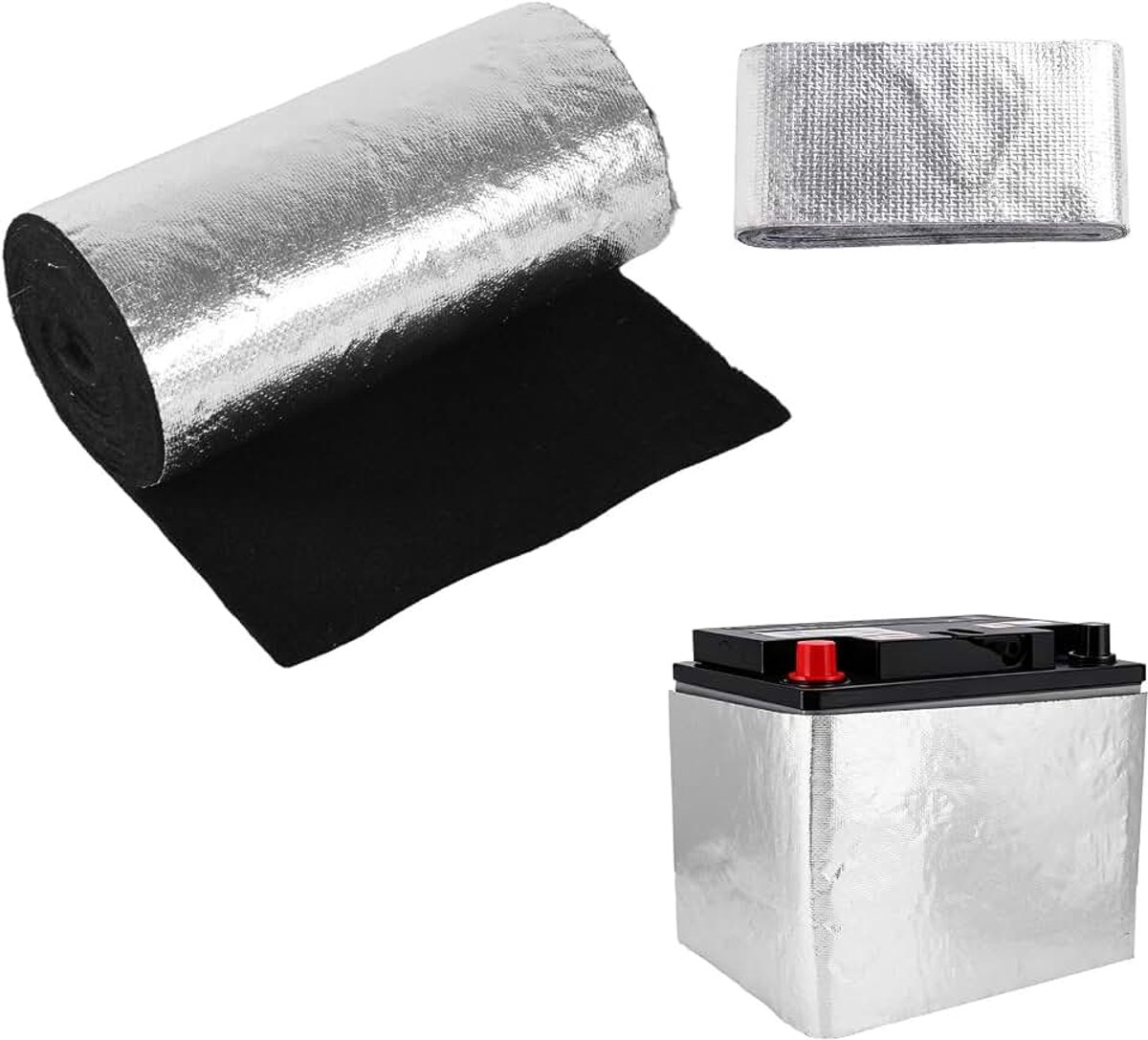 Isolatie Kit, 210x17,8cm Warmte Shield Accu Wrap met Aluminium Folie Tape voor Meeste Voertuigen Hoog-Temp Isolatie Deken Cover voor Koud/Warm Weer Protectie