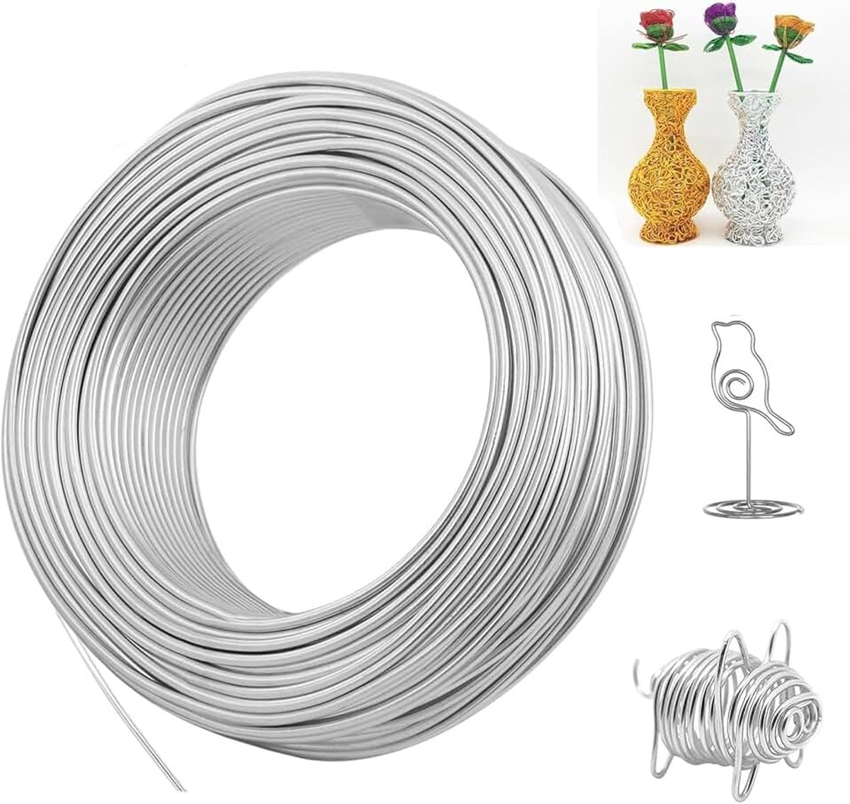 Draad, 3 mm zachte aluminiumdraad, sieradendraad om te knutselen, aluminiumdraad voor sieraden, decoratieve onderdelen, doe-het-zelf sculpturen, kransen maken
