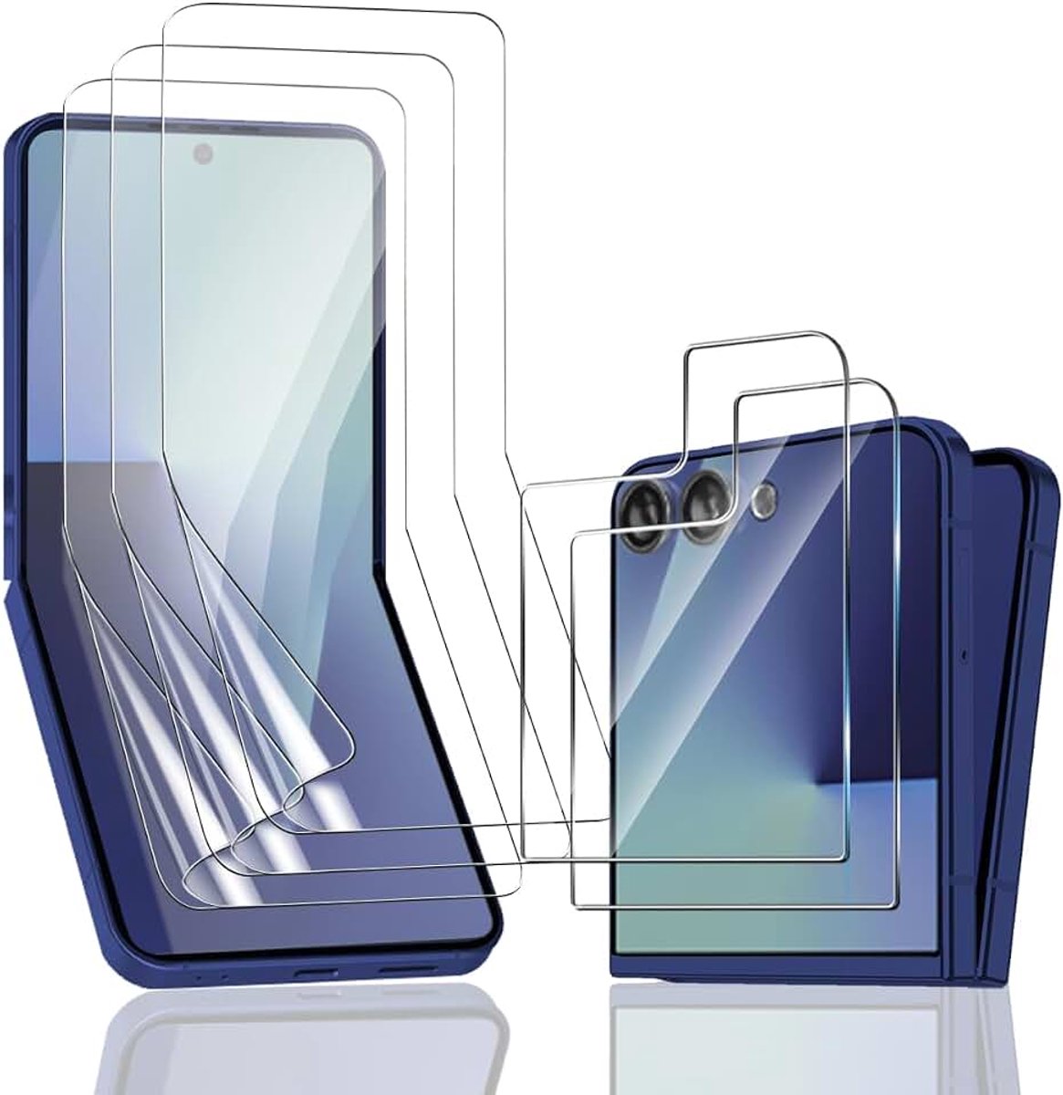 Displaybeschermfolie voor Samsung Galaxy Z Flip 8/7 en gehard glas, 3 + 2 stuks, anti-vingerafdruk, krasbestendig, HD, transparant, TPU-beschermfolie voor Samsung Galaxy Z Flip 8/7