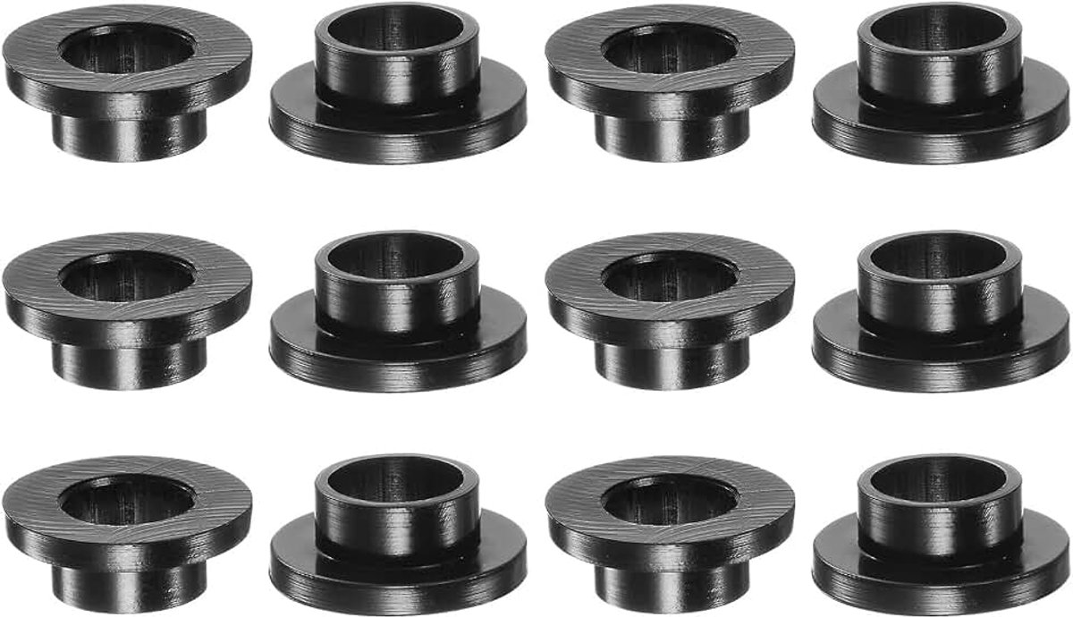 12 stuks flenslager 8,2 mm gat 10 mm OD 6 mm lengte nylon bussen voor schacht zwart