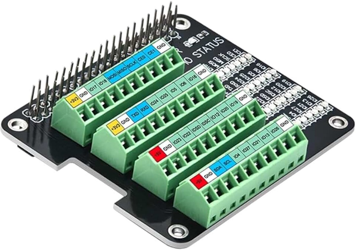 Terminal-interfacemodule, micro-GPIO-connector met schermindex en led-indicatoren voor Raspberry Raspberry Pi 3B/3B+/4B/Zero