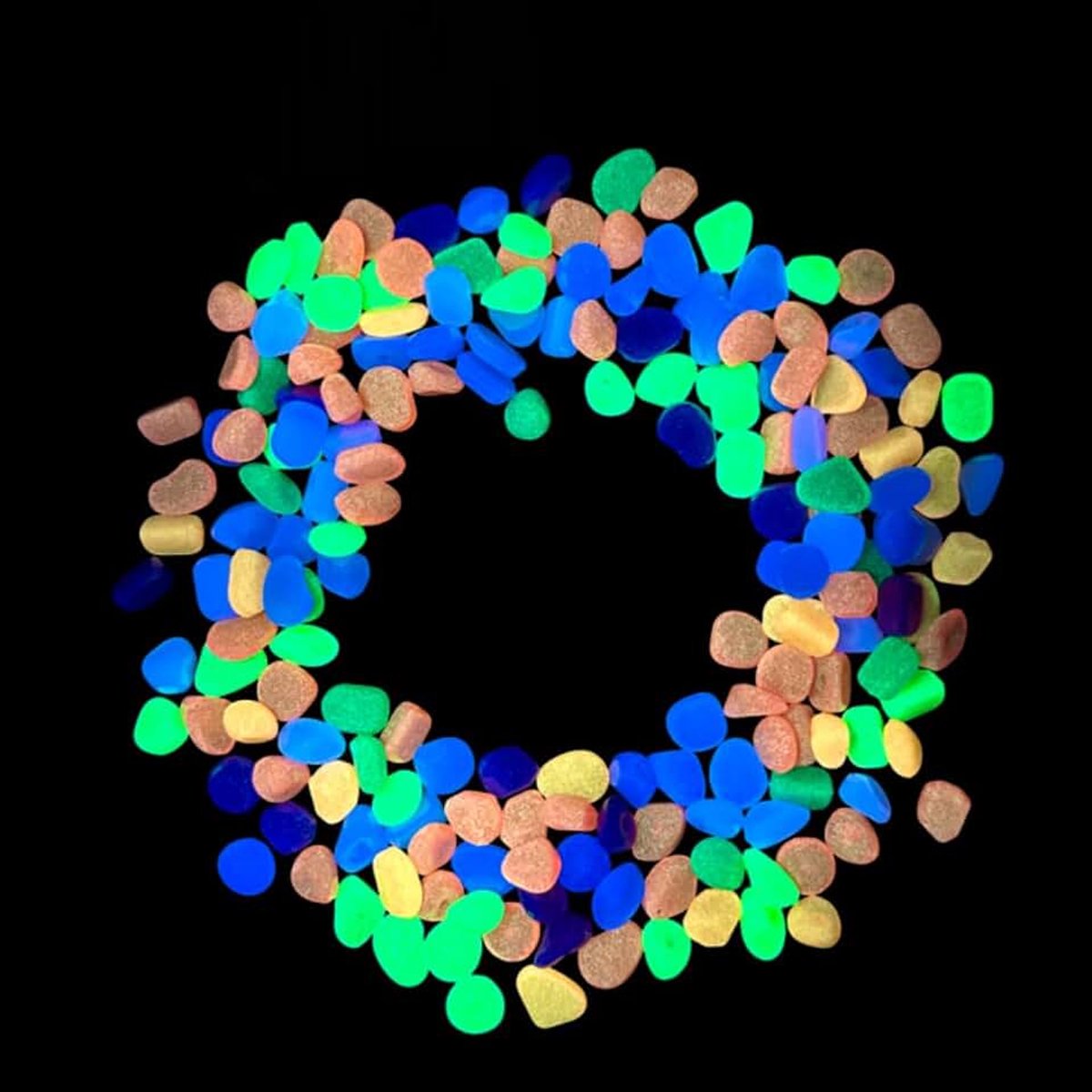Stenen, lichtgevend stenen, 500 stuks, 5-8 mm, kleine stenen, decoratie, fluorescerende stenen, kleurrijke lichtstenen, lichtende stenen, mini flourescerende kiezelstenen, tuin