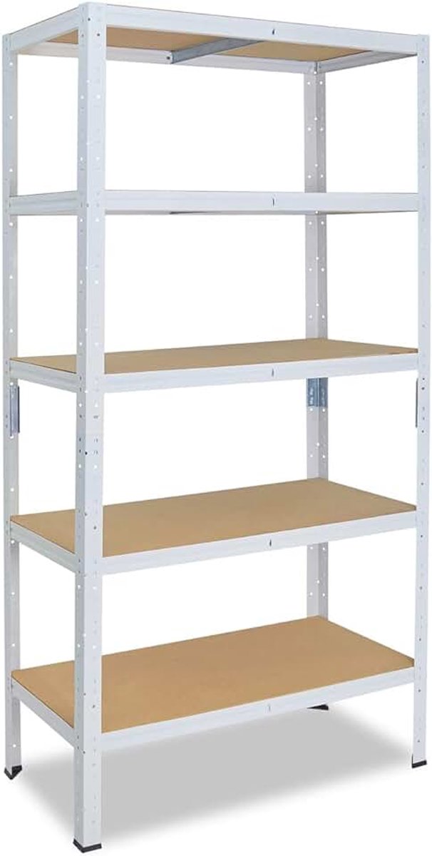 Shelfplaza Home 155x120x40cm metalen stellingkast wit: 5x175kg | stellingen Berging stelling Garagekast Metalen opslagstelling Opbergstelling Zware stelling Opslagrek Garage stelling