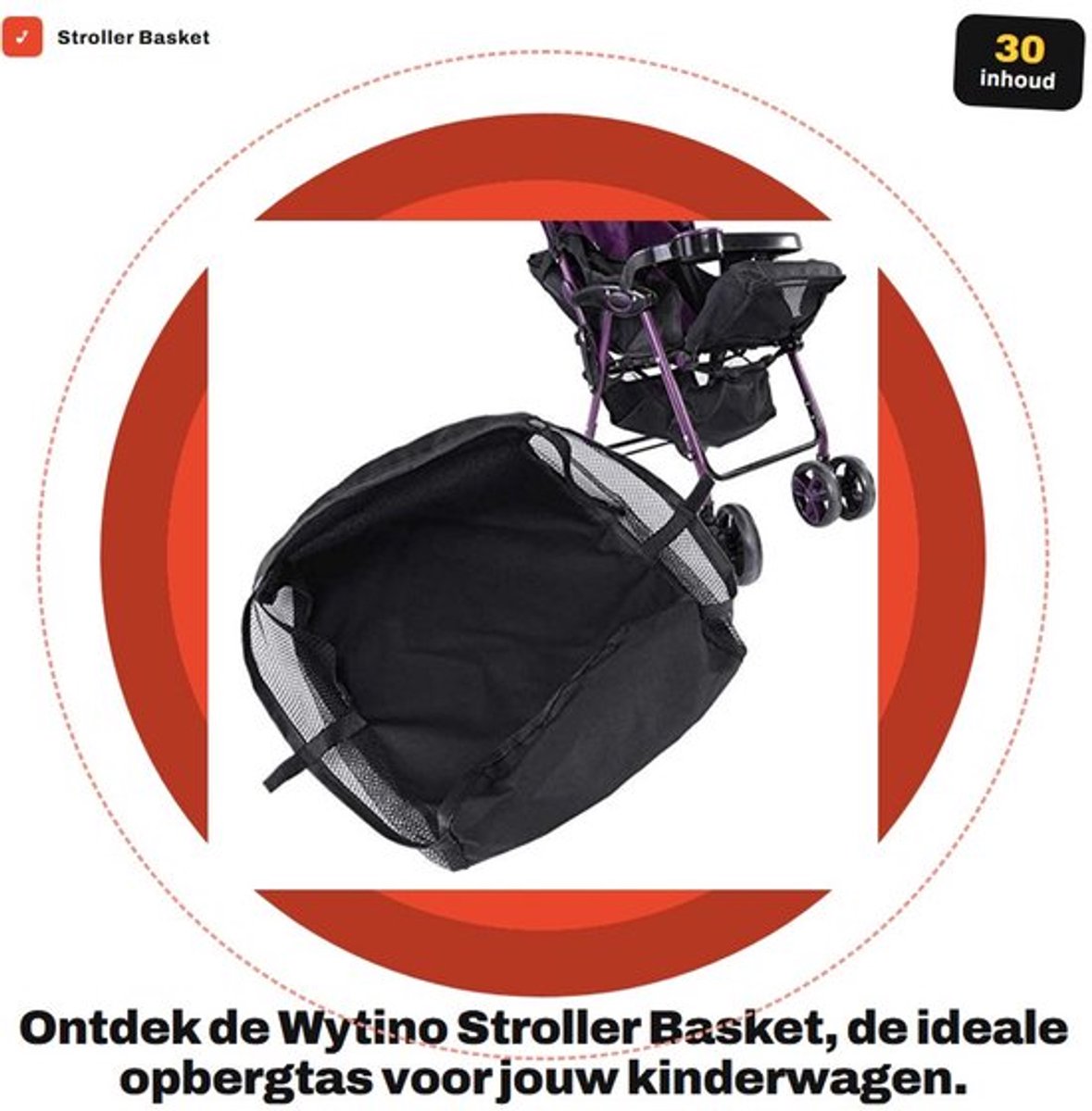 Kinderwagenmand Stevig en Duurzaam - Opbergtas - Organizer - Draagbaar - Lichtgewicht - Geschikt voor Veel Kinderwagens