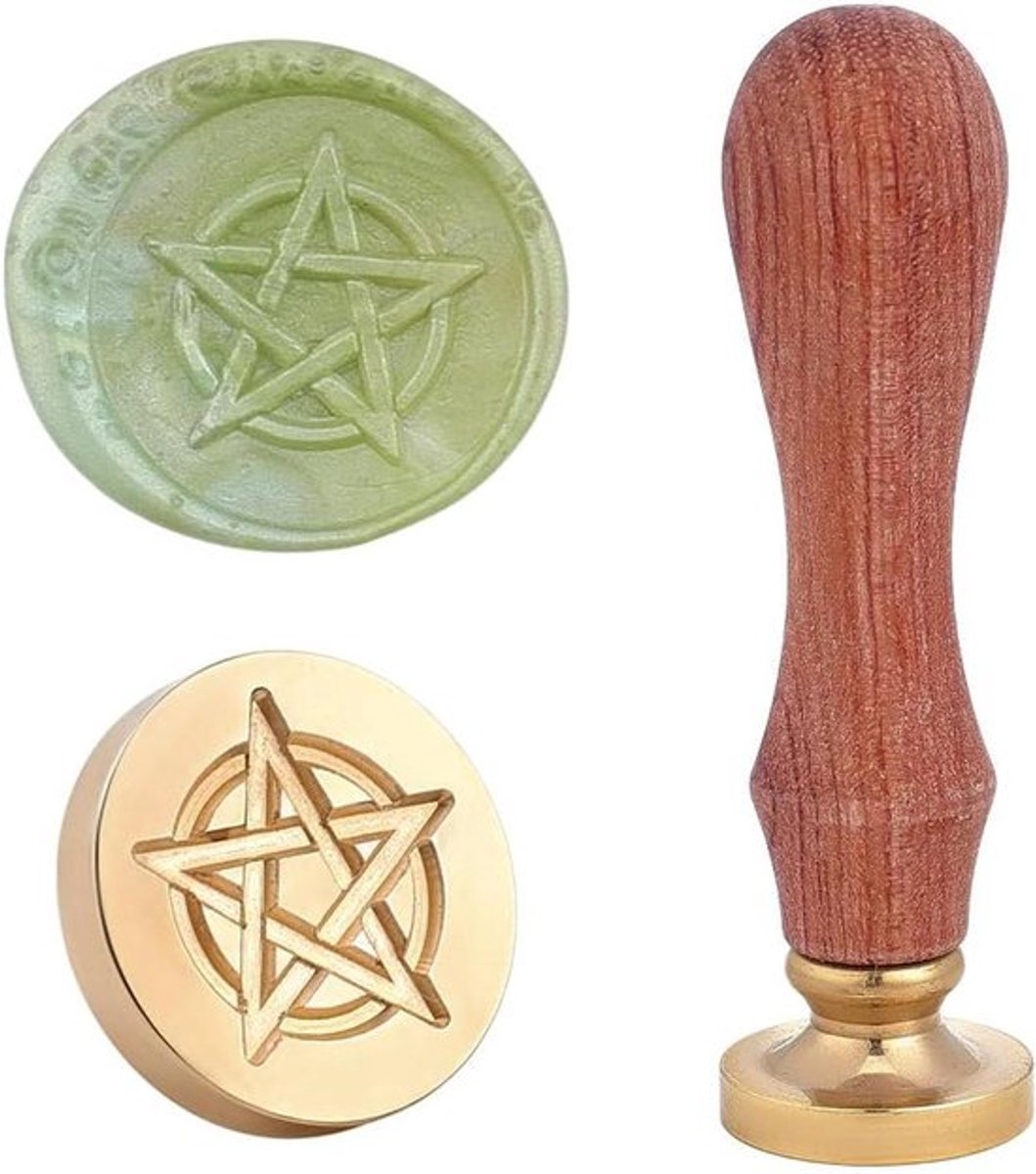 Lakzegel stempel - Vintage Retro - Voor enveloppen en feestuitnodiging - Pentagram zegel - Verfraaiing - Geschenkverpakking - Geschikt voor wenskaarten - Zwart