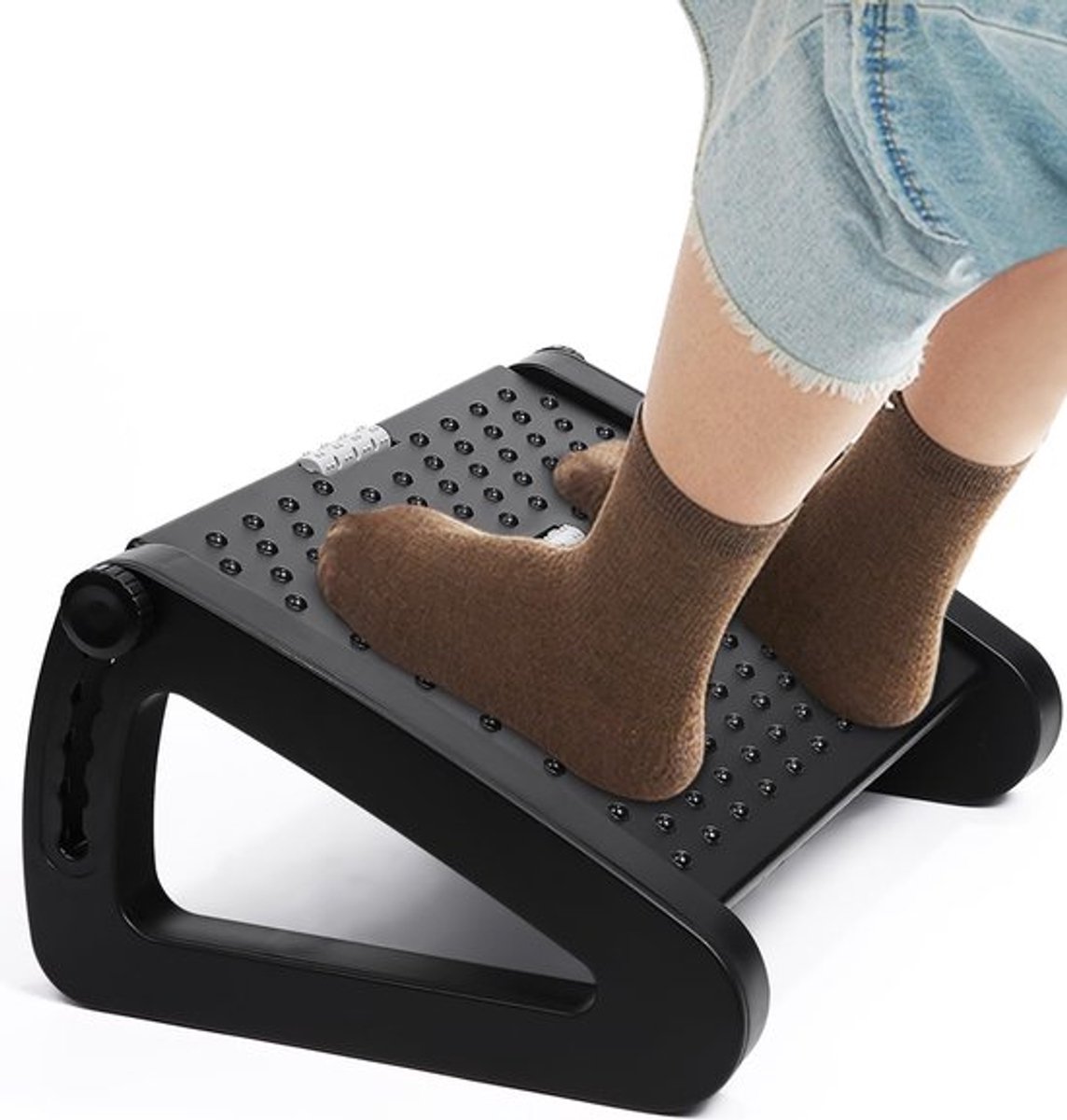 Verstelbare voetensteun voor bureau en kruk - 6 niveaus, anti-slip, verbetert de bloedsomloop in benen, voor thuis en op kantoor