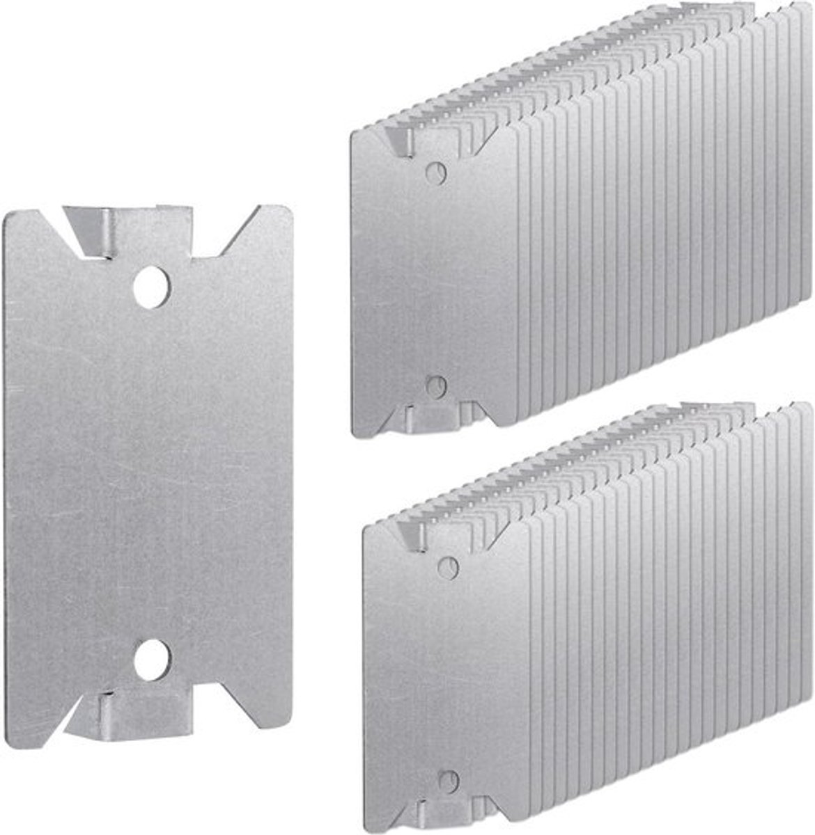Sterke stalen spijkerplaten voor noppen - Set van 50 stuks - Elektrische puntige spijkers - Spijkerbeschermers met spijkgaten - Anti-spijkerbeschermingsplaat - 6,4 x 4 cm - Bescherming tegen spijkers