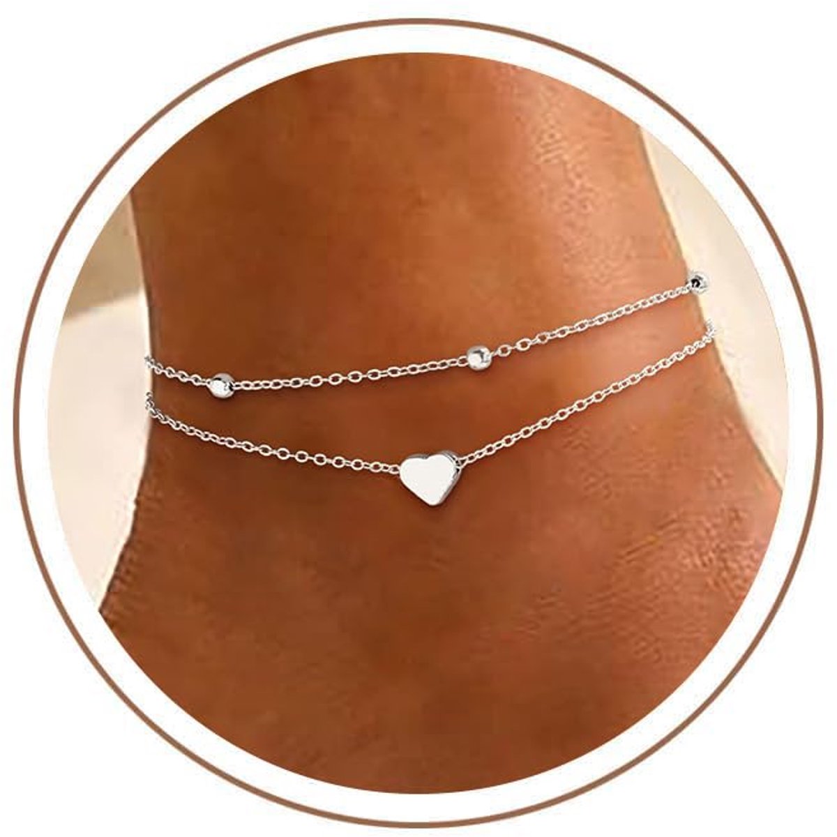Enkelbandje van 925 sterling zilver voor dames, verstelbaar, waterdicht, delicate boho-ketting, schakelketting, cadeau voor tienermeisjes