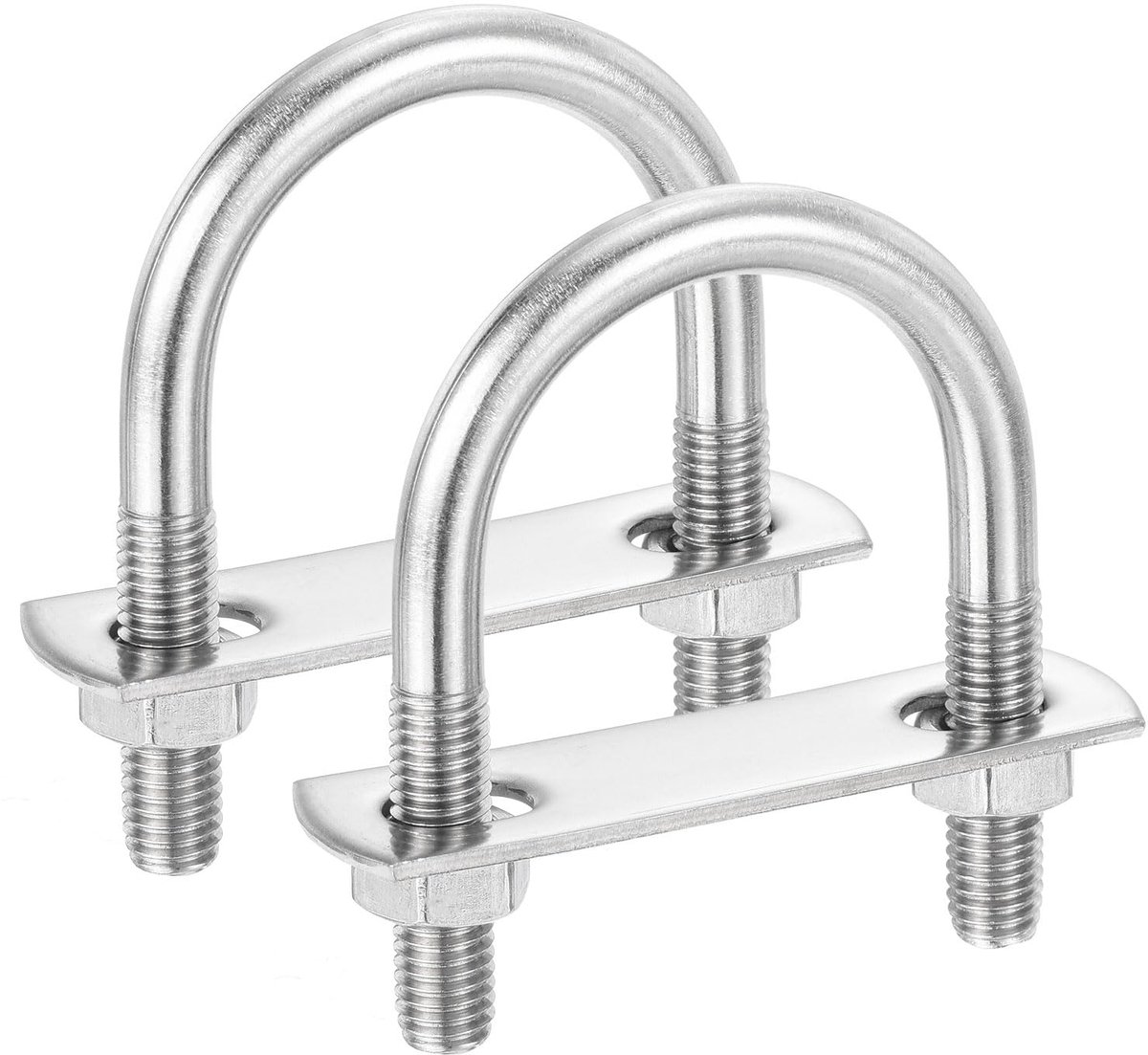 Ronde U-beugel, 2 stuks 38 mm binnenbreedte 65 mm lengte M8 met moederplaat sluitring 304 roestvrij staal ronde buiging U-beugel voor boot aanhanger zeilboot