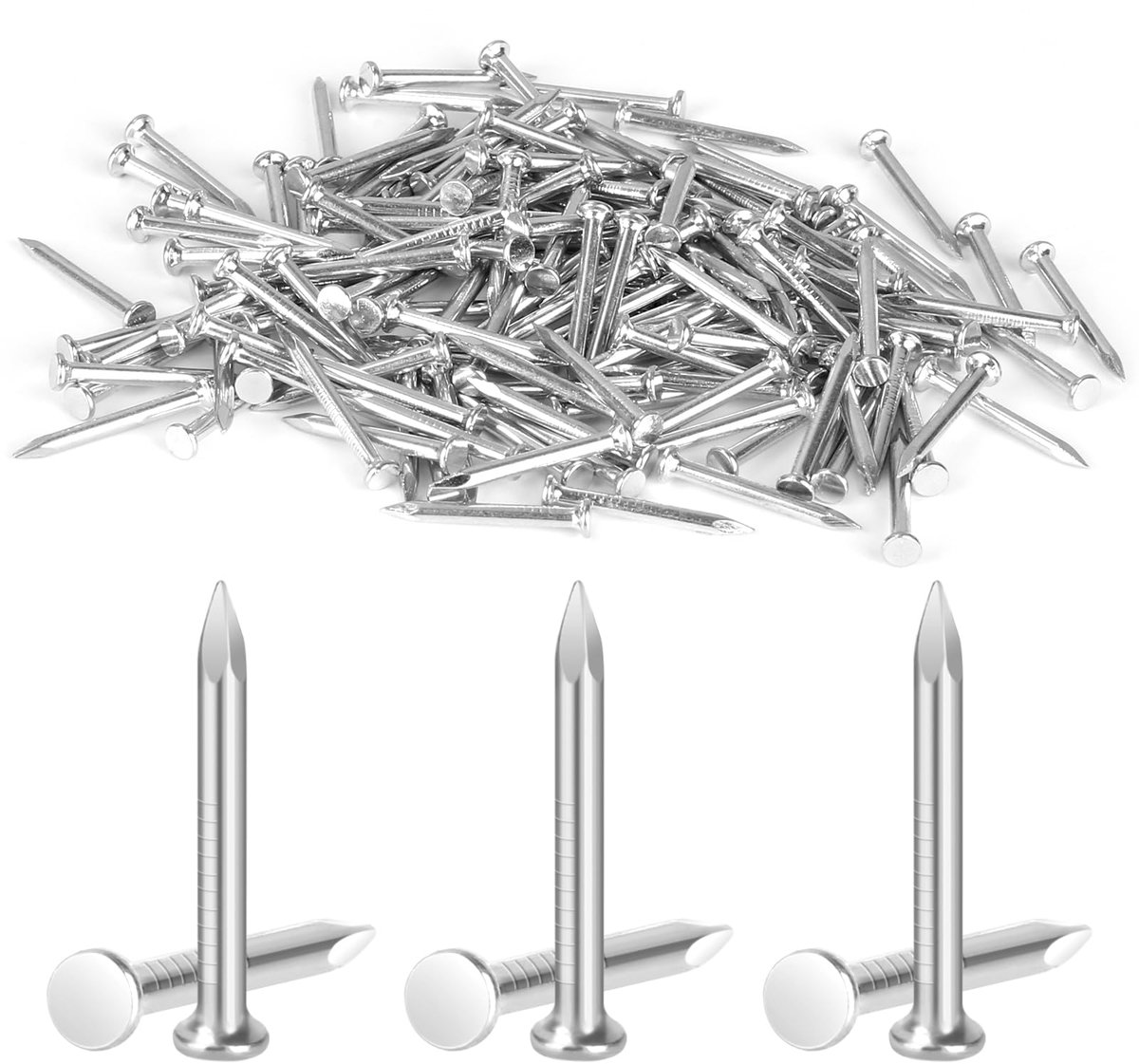 300 Stuks Spijkers, 20 mm Stalen Spijkers, Beton, Kleine Spijkers voor Betonmuren, Verzilverd Zink, Betonnagels, Houtbewerking, Baksteen voor Muren, Hout, Meubels