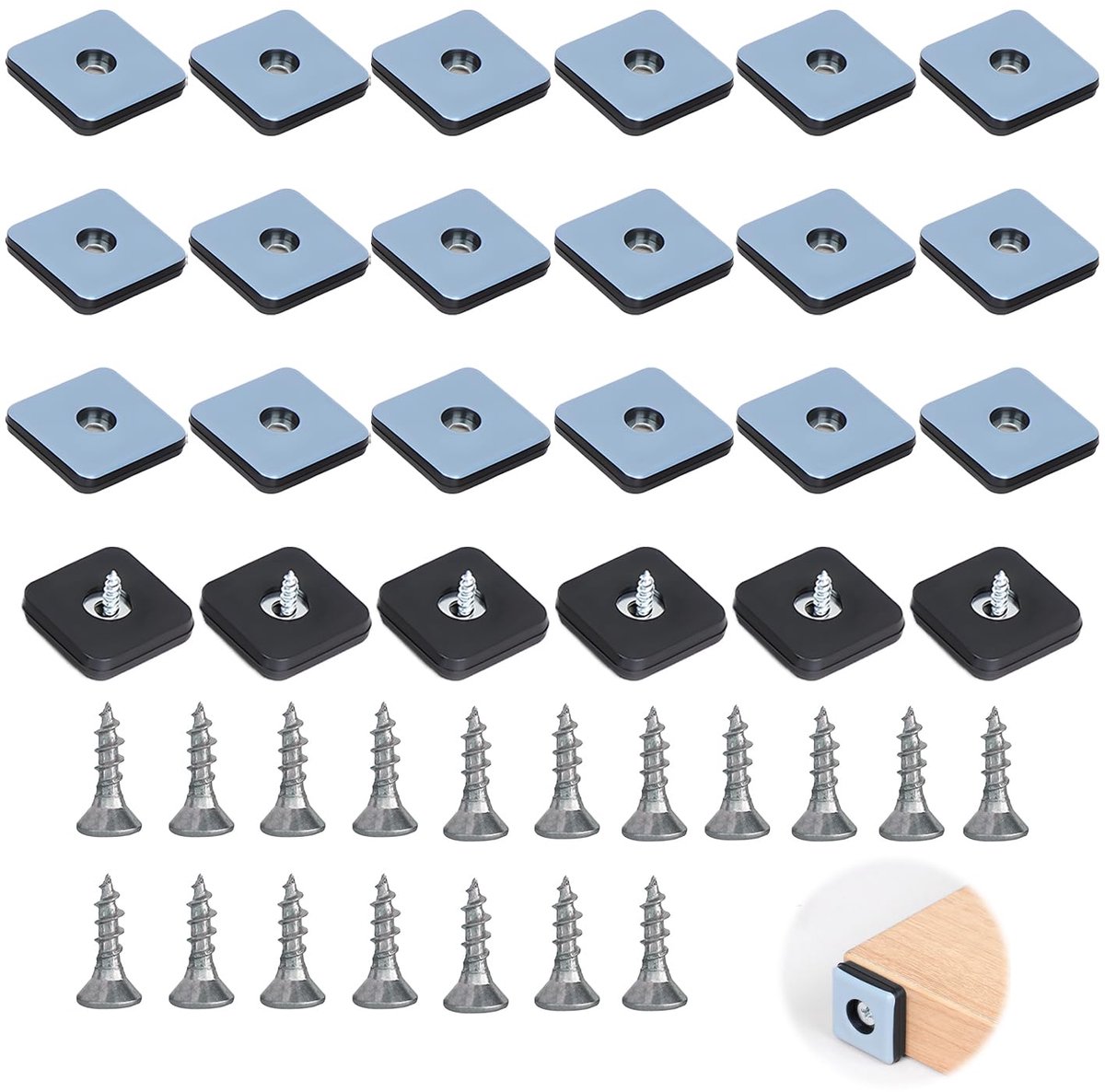 24 stuks Teflon glijders om vast te schroeven, Ø 25 mm, meubelglijders van teflon met schroeven voor effectieve bescherming van je meubels, stoelen, vloeren, meubelglijders voor stoel, bank, kantoor