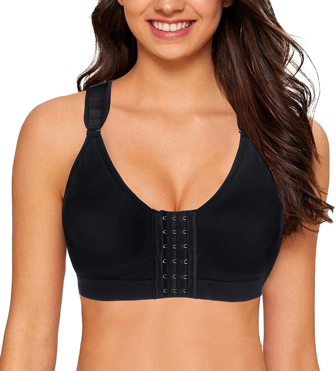 postoperatieve sportbeha voor dames, zonder beugel, sluiting aan de voorkant, racerback, comfortabele bustier na borstoperatie