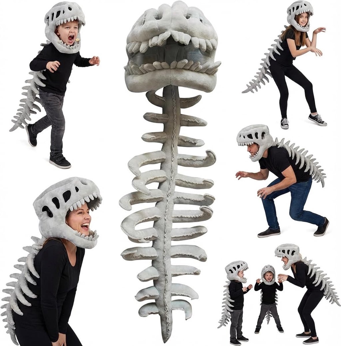 Casalora Dinosaurus Skelet Verkleden Props Volwassen - Met Geluid - Leuke Wearable Masker - Halloween Party Carnaval Cosplay Kostuums Grappige Hoofddeksels - 115CM