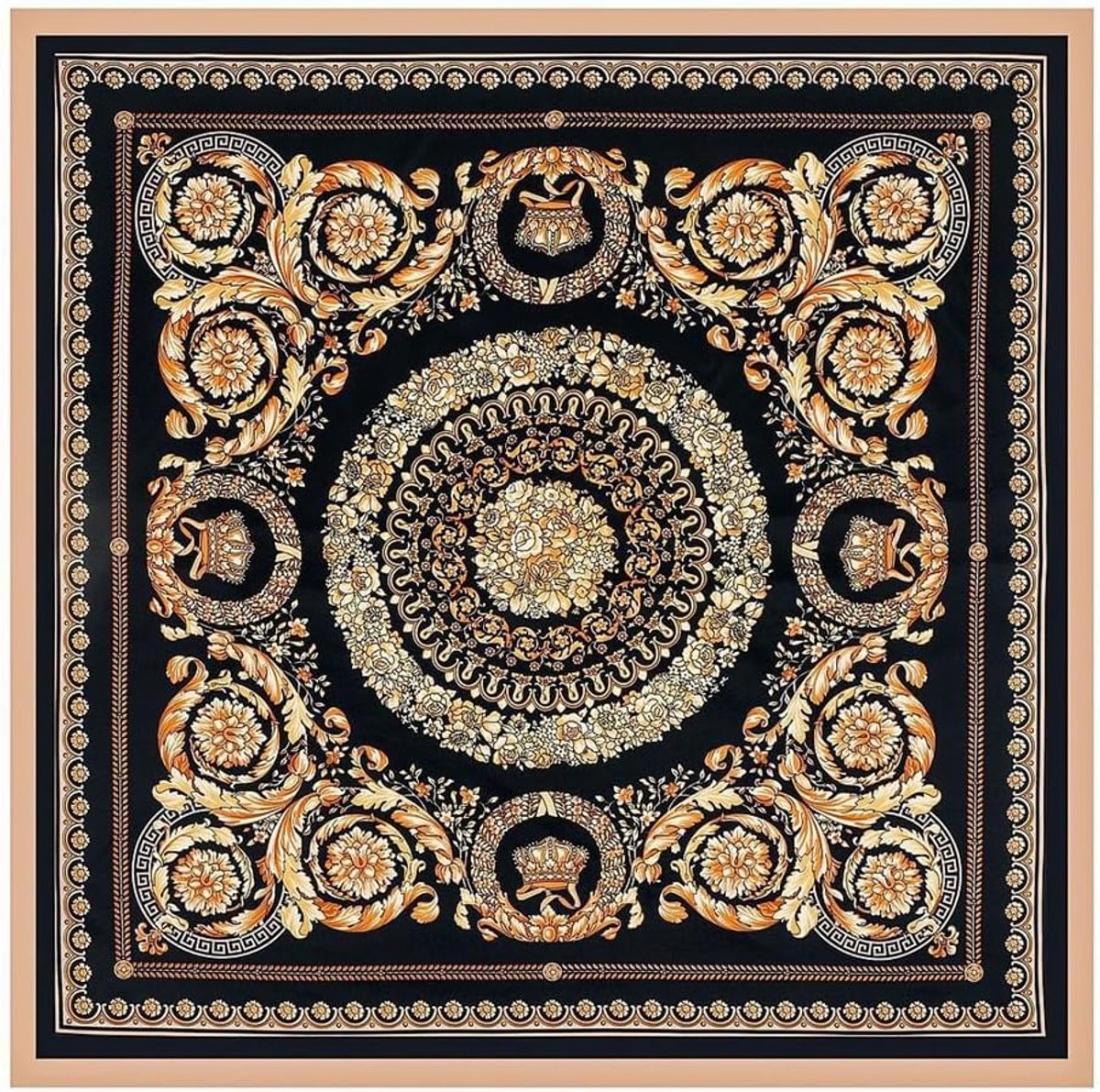 Zijden doek 90x90cm vintage bedrukte halsdoek barokke stijl satijnen sjaal dames vierkant faux zijden sjaal elegante satijnen hoofddoek bandana halsdoek halsdoeken voor vrouwen rood