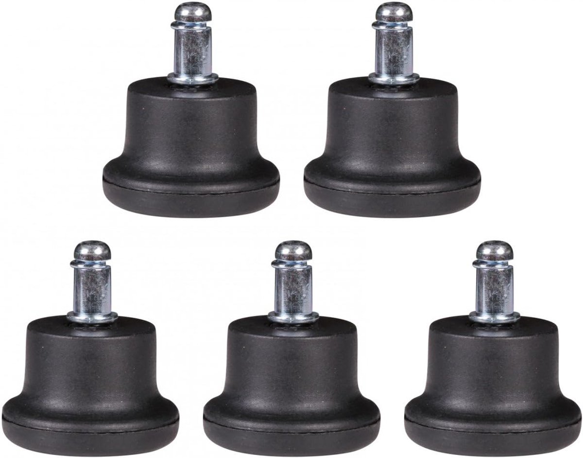 Set van 5 design kunststof vloerglijders/voetglijders voor bureaustoel rond zwart 11 mm