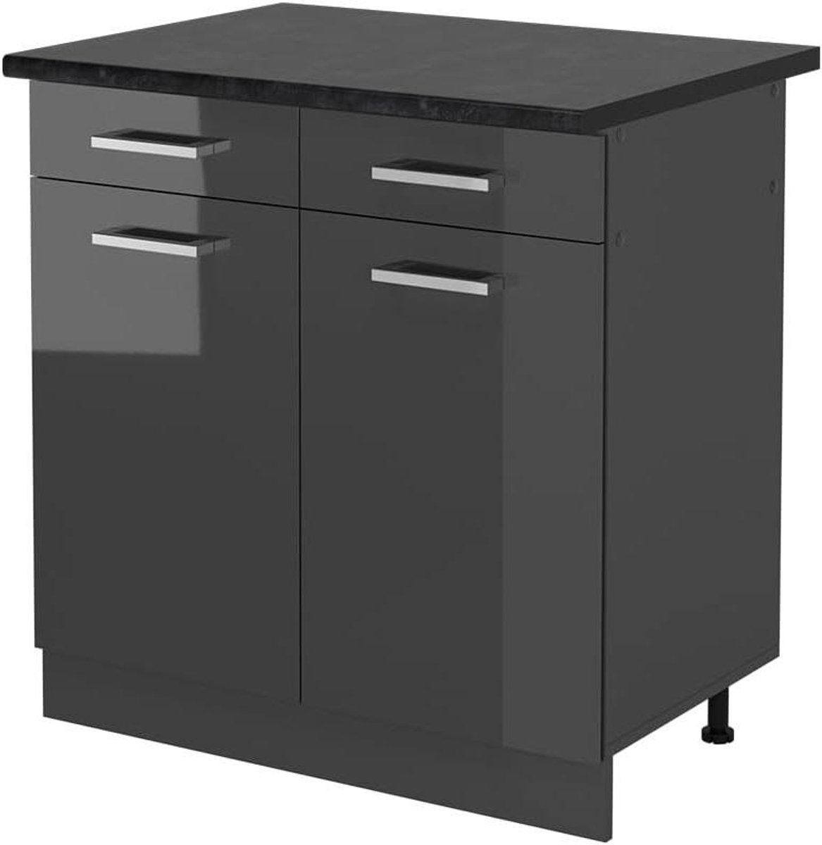 Keukenonderkast Lade - Keukenmeubel - Keuken Organiseren - Modulair Ontwerp - 80 cm Breed - Antraciet Hoogglans