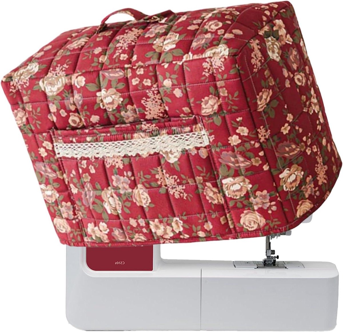 Naaimachine Tas - Borduurtas Cover - Hobby Opslag - Stofvrij en Georganiseerd - 43 x 35 cm - Rood Bloemenprint