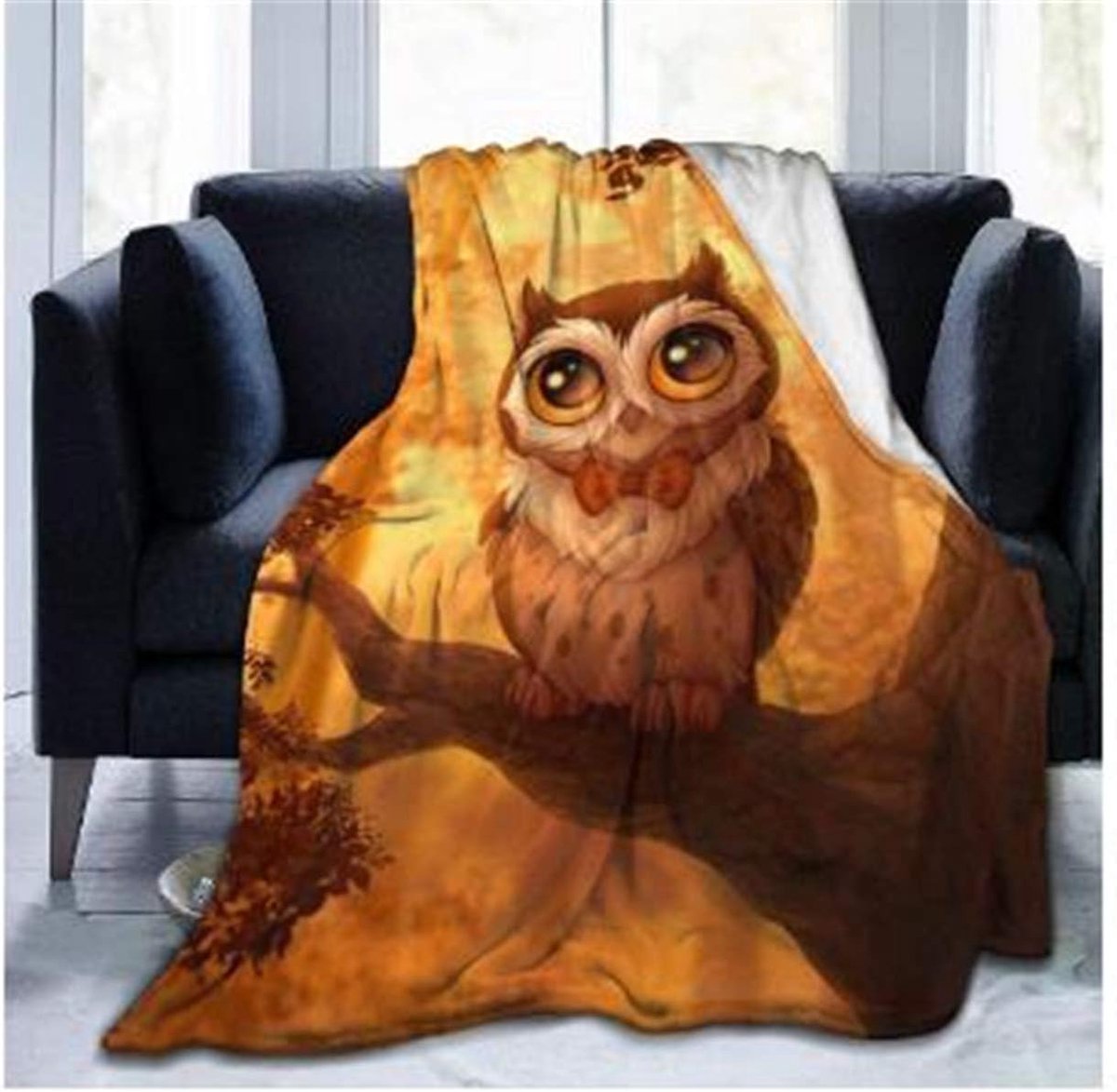 Fleece deken 150 x 220 cm - microvezel - zachte en warme 3D flanellen uil - ideaal voor slapen en kamperen - SnelShoppen