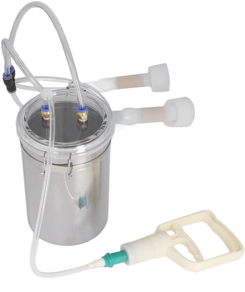Geitenmelker met sterke zuigkracht - Melkmachine - Handmatige Melkmachine - 2 Liter Capaciteit - Duurzaam Roestvrij Staal - Transparante Deksel