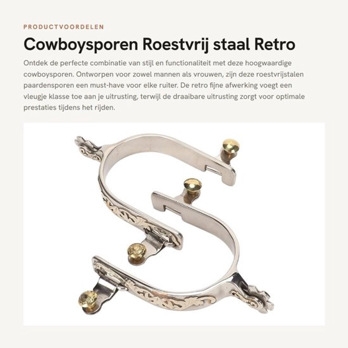 Cowboysporen - Roestvrij staal - Retro afwerking