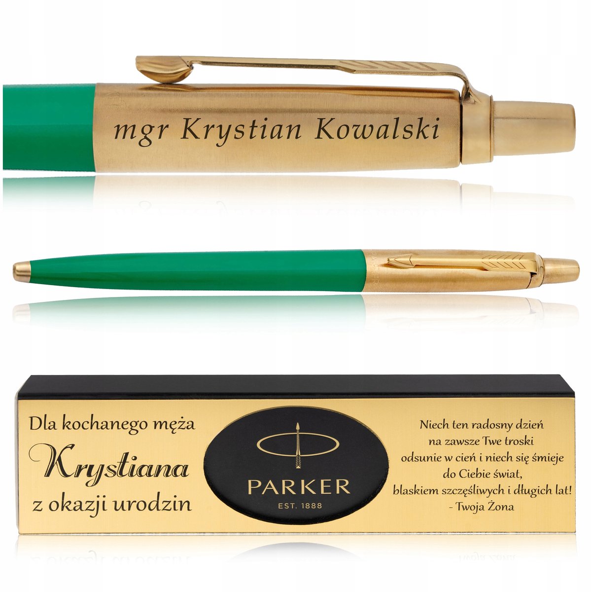 Parker Jotter 24 karaat verguld groen met gravure en geschenkdoos