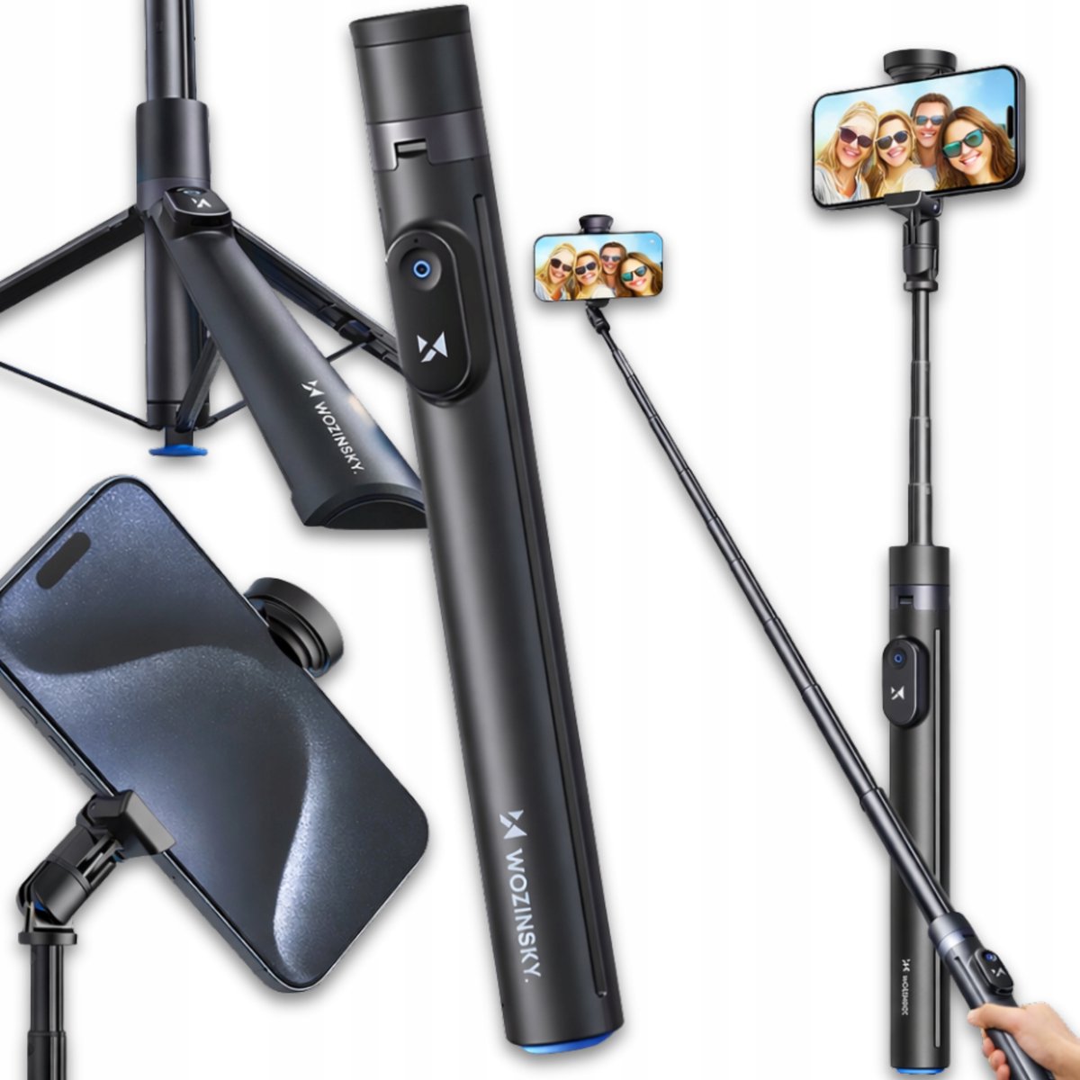 Wozinsky Selfie Stick Statief met Bluetooth & 1.7m Hoogte