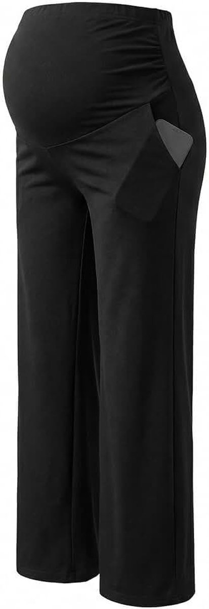 Zwangerschapsbroek met wijde pijpen voor dames, comfortabele loungebroek voor zwangere vrouwen