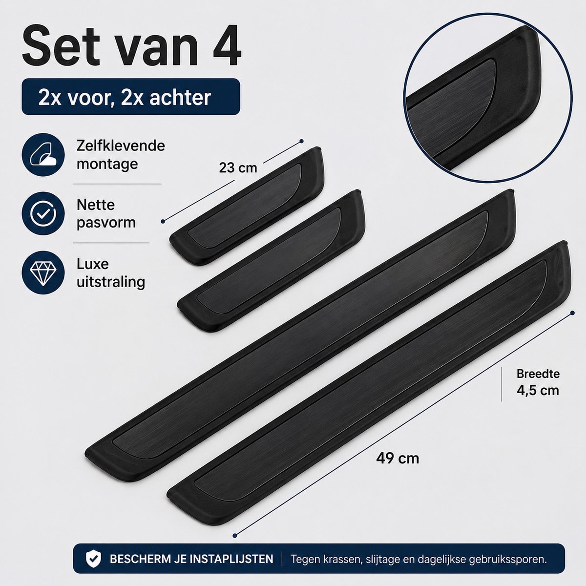Instaplijsten Fiat 500X - Set van 4 - Zwart-glans - AIM