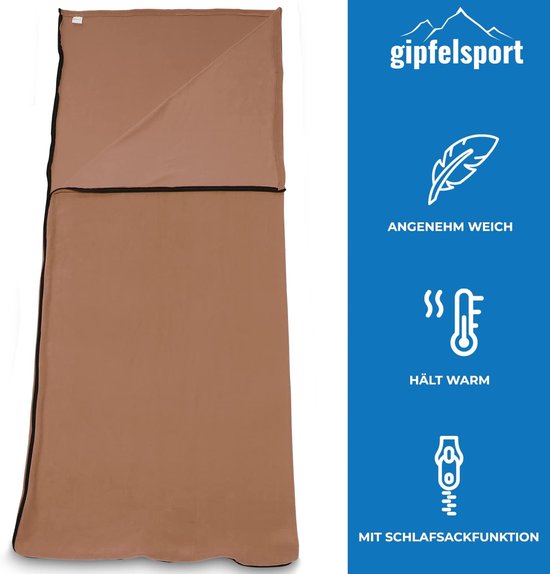 Microvezel Deken - Kampeer Slaapzak - Buiten Kamperen - Lichtgewicht Pakmaat - 185 x 150cm - Bruin — afbeelding 5