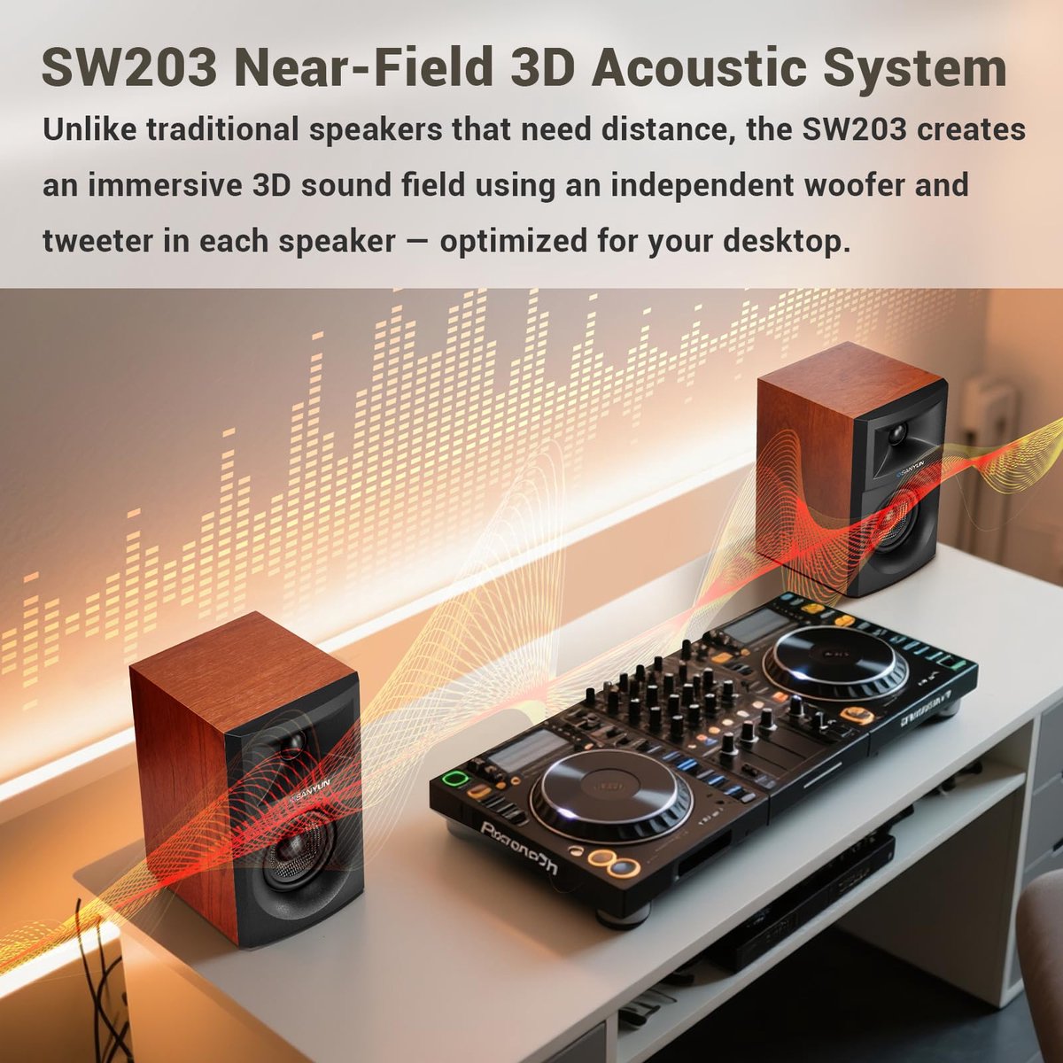 Actieve PC Speakers 2.0 3" - Verbreed stereobeeld - Triple-DSP - Perfect voor muziek en gaming - SnelShoppen
